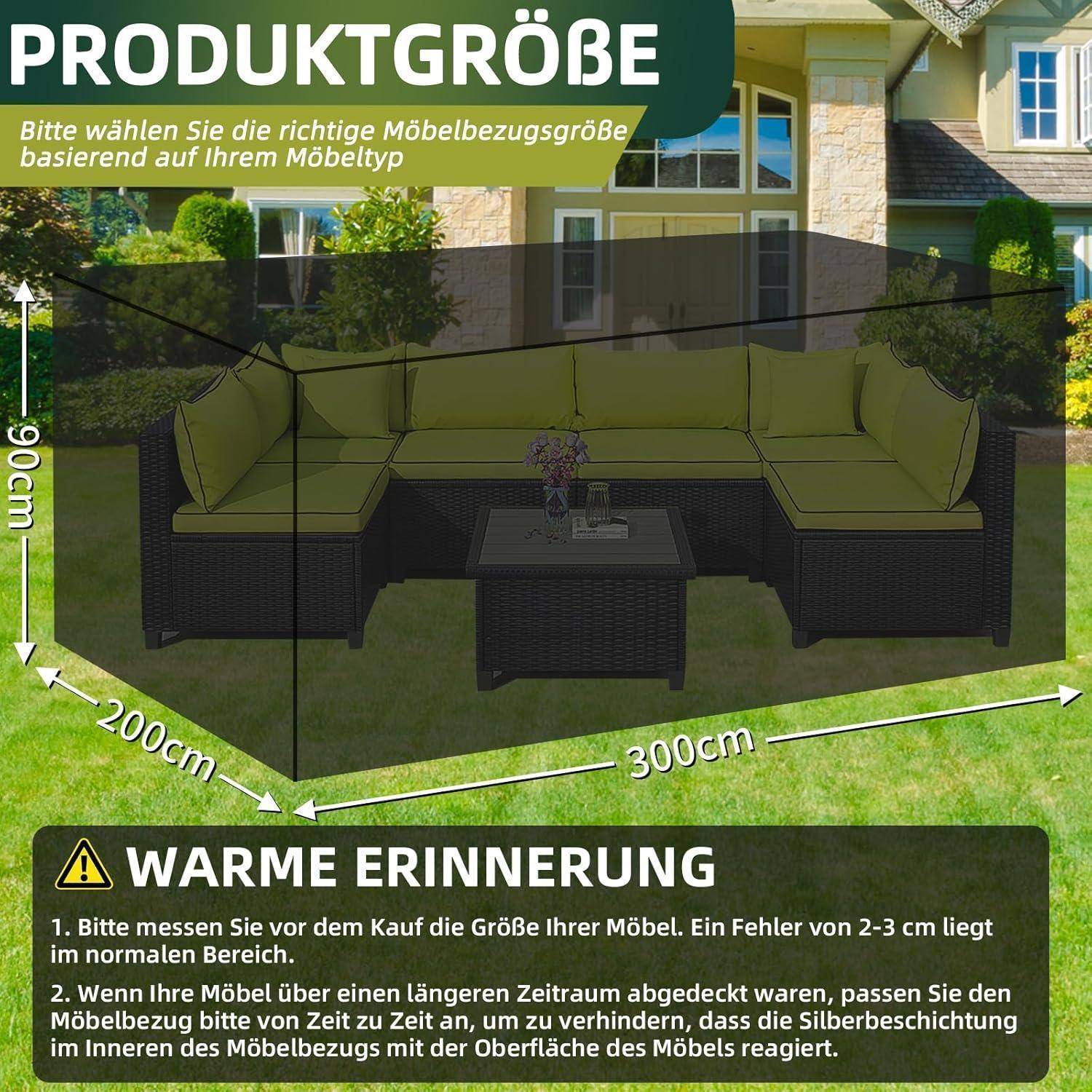 Abdeckung Gartenmöbel wasserdicht winterfest 420D Schwarz 300x200x90cm