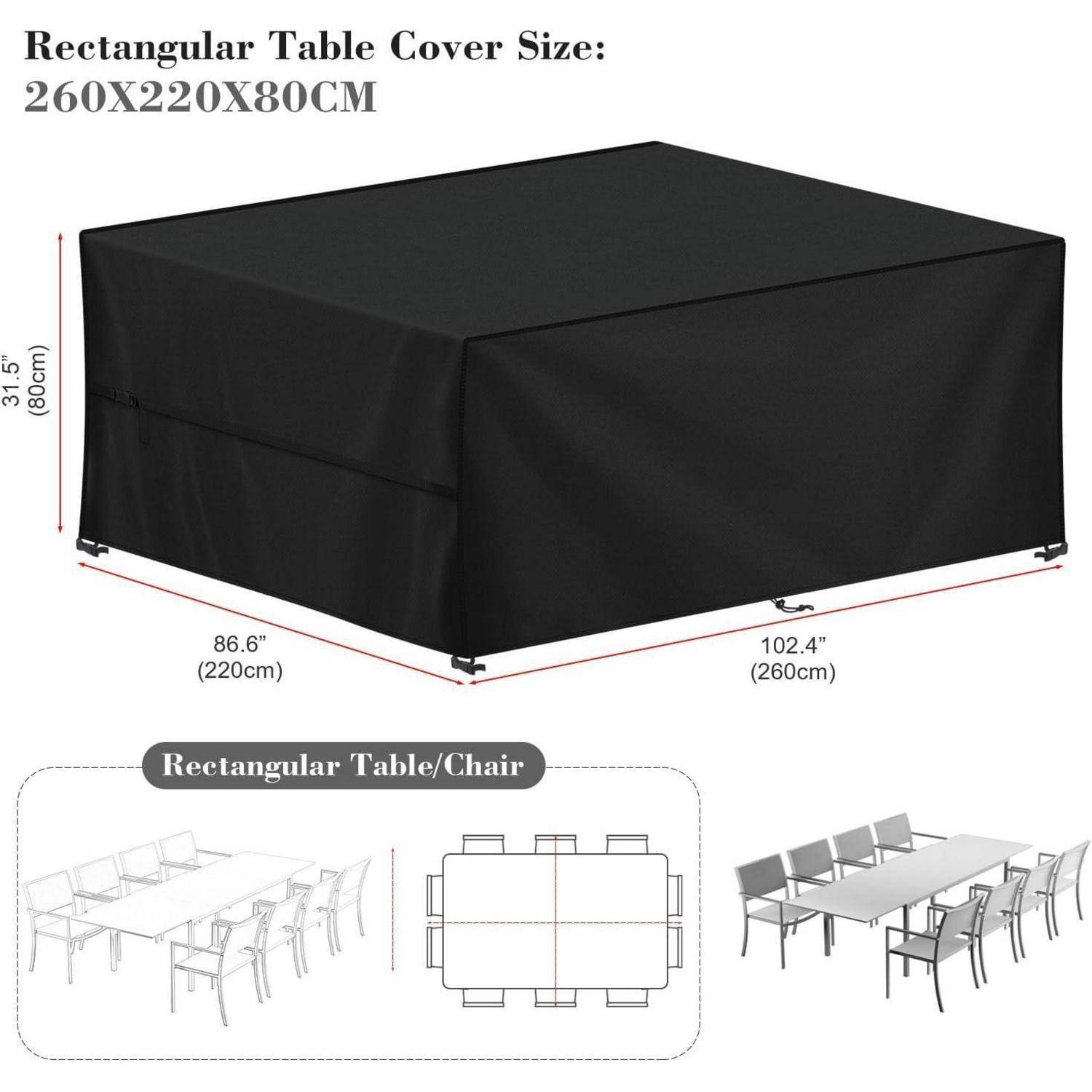 Abdeckung Gartenmöbel wasserdicht 420D Oxford Rattanmöbel 260x220x80cm
