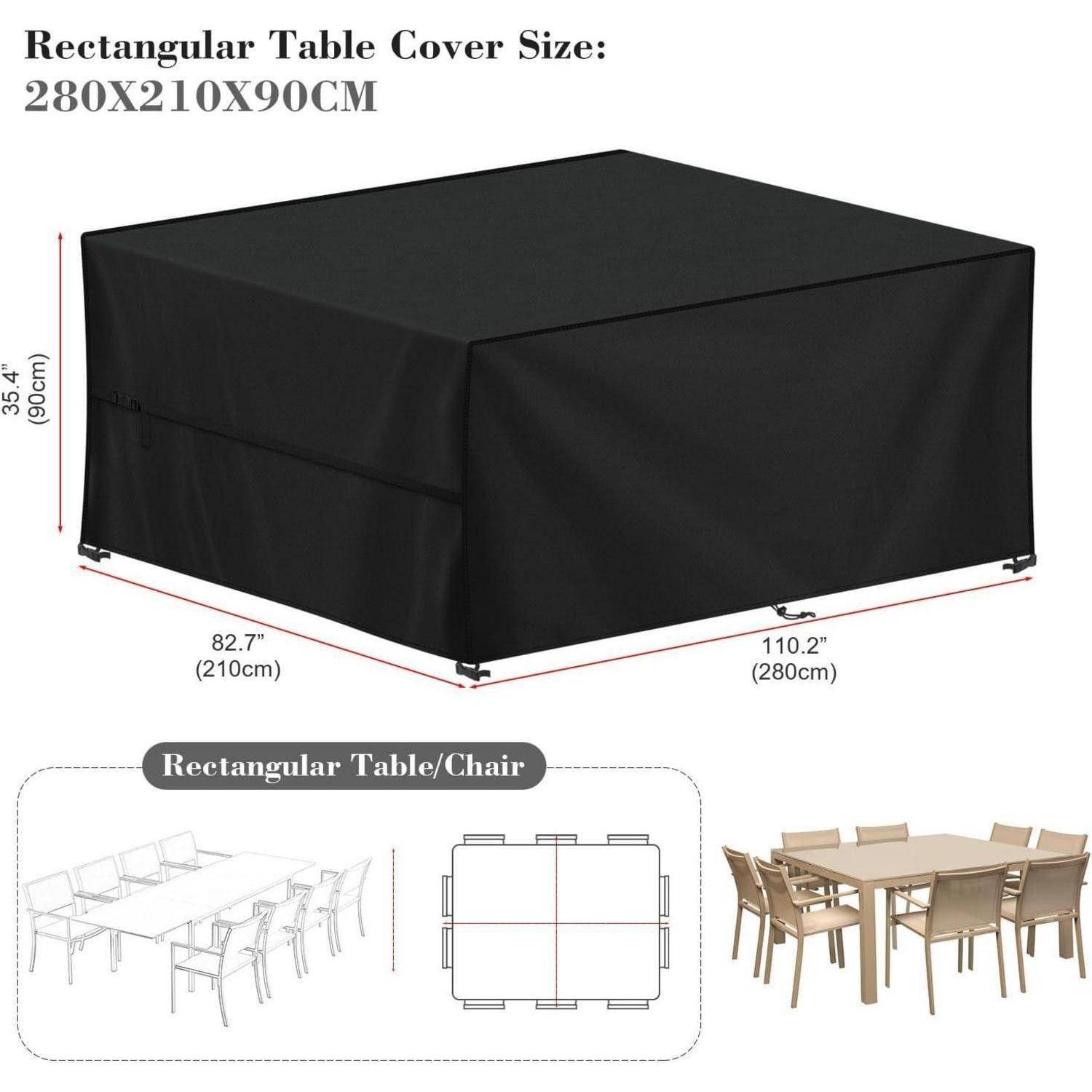 Rechteckige Tischdeckengröße: 280x210x90cm