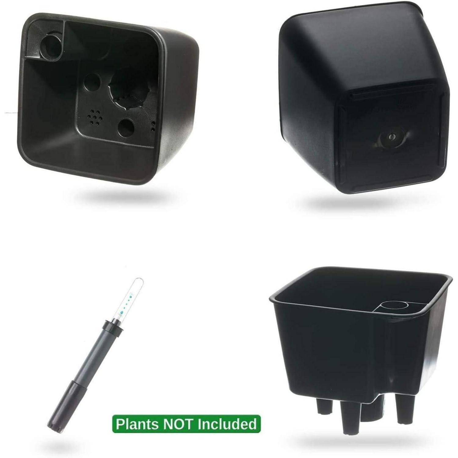 Blumentopf 13cm Plastik eckig 3er Set selbstwässernd Schwarz