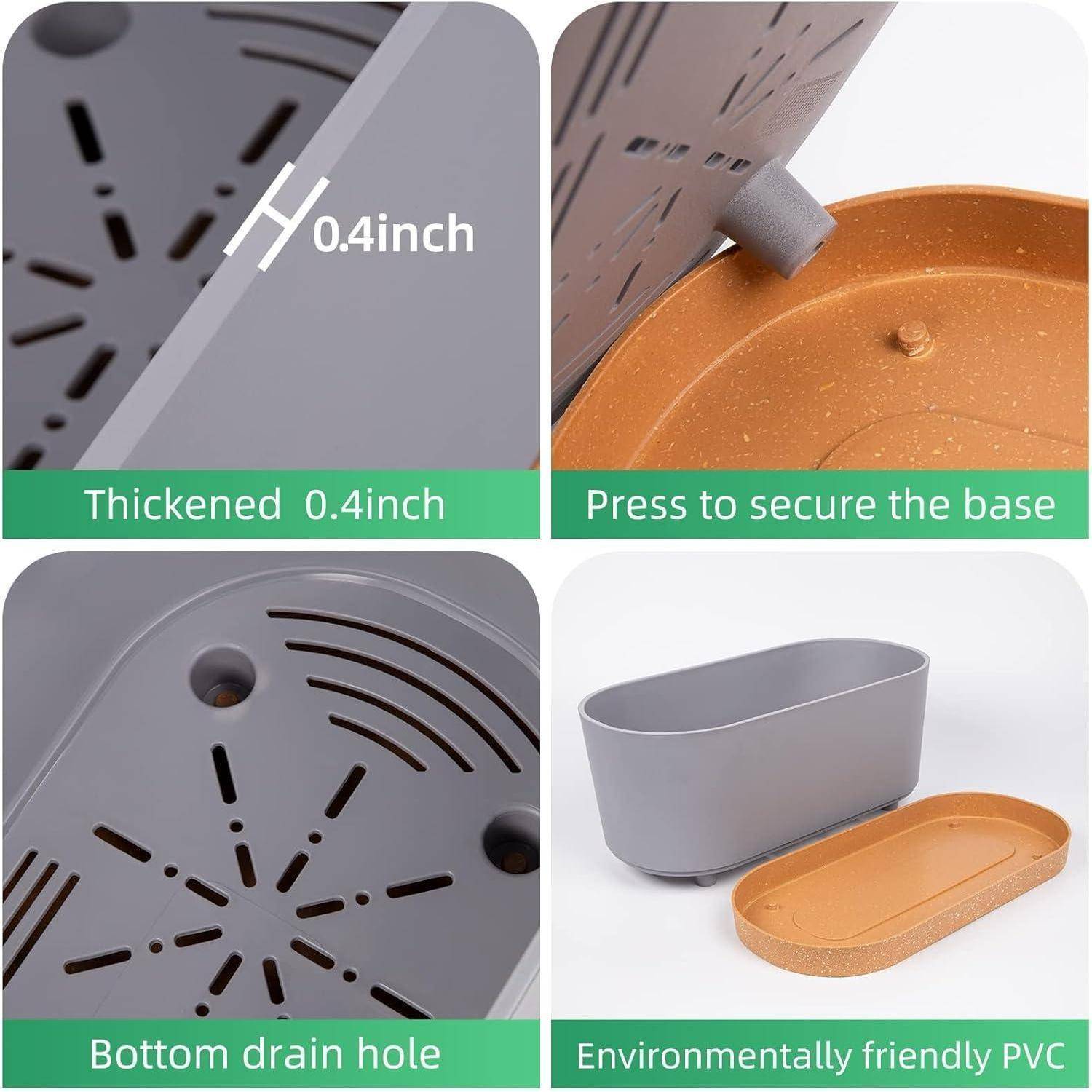 Eigenschaften des Pflanztopf-Unterteils: 0,4 Zoll Wandstärke, sicherer Drucksitz, Bodenloch zur Drainage, hergestellt aus umweltfreundlichem PVC.