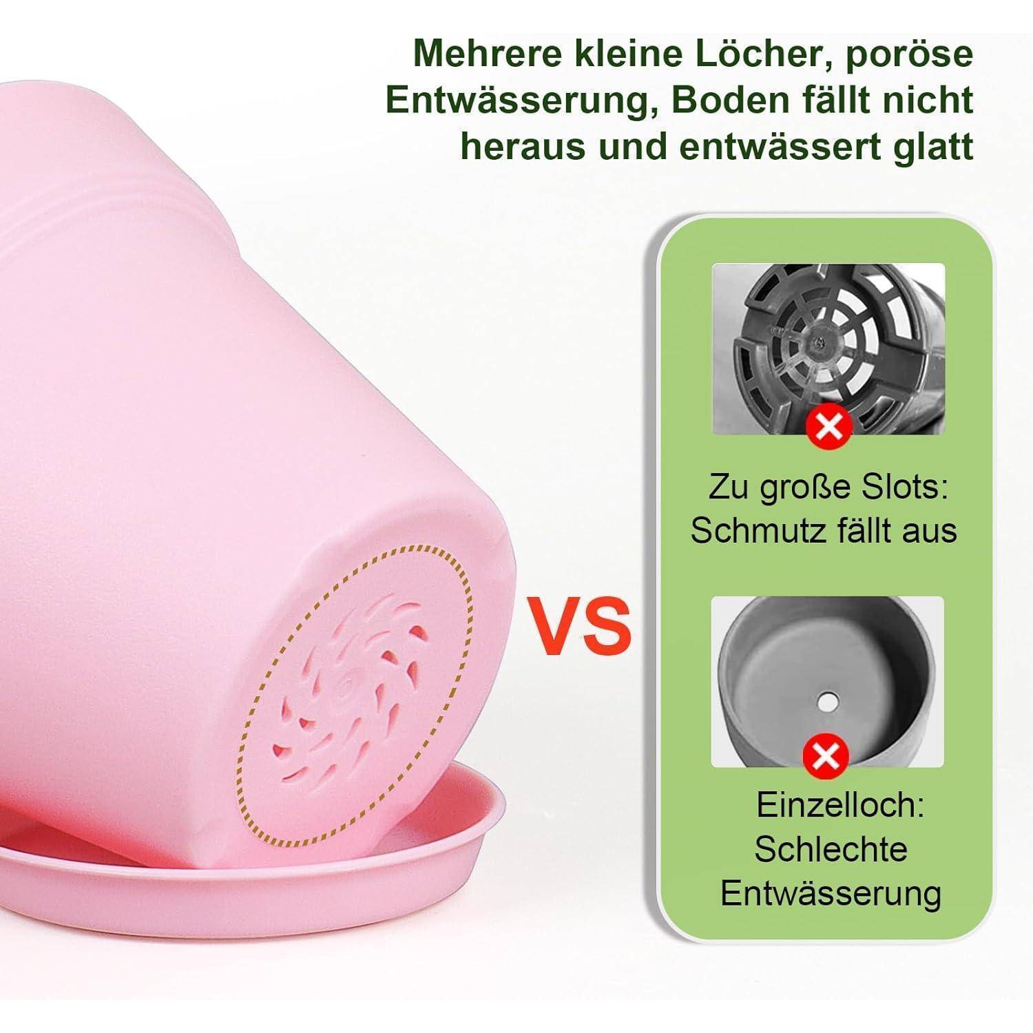 Blumentopf 10cm 8er Plastik Übertopf Ablauflöcher Balkon Farbe 4IN