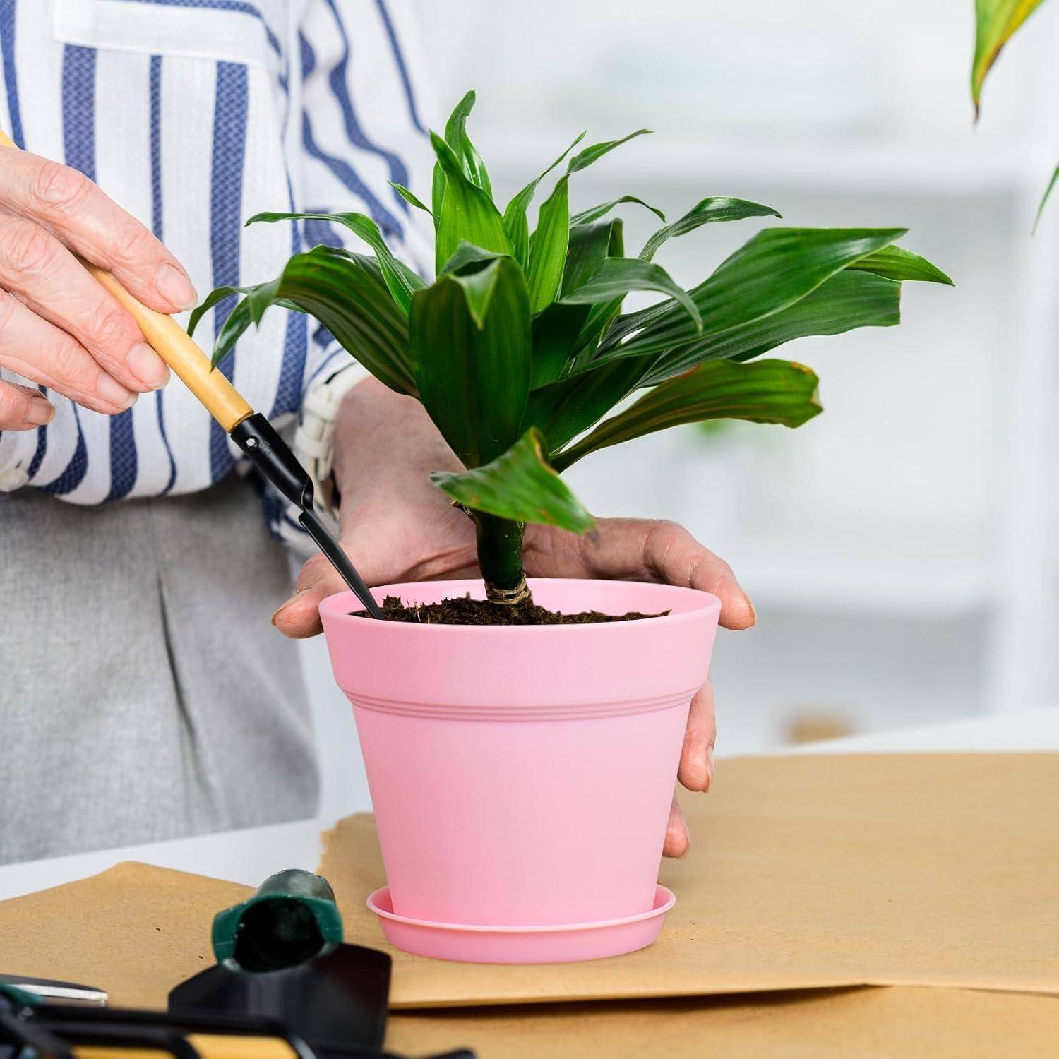 Blumentopf 10cm 8er Plastik Übertopf Ablauflöcher Balkon Farbe 4IN