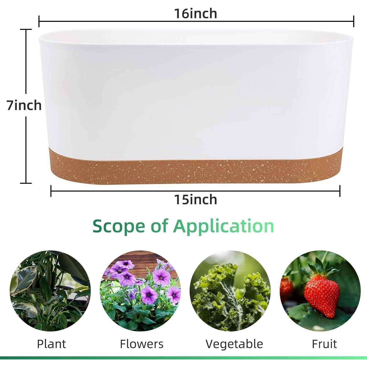 Fensterboxen 2er 40x17,8cm selbstbewässernd Pflanzgefäße Weiß 40.6cm