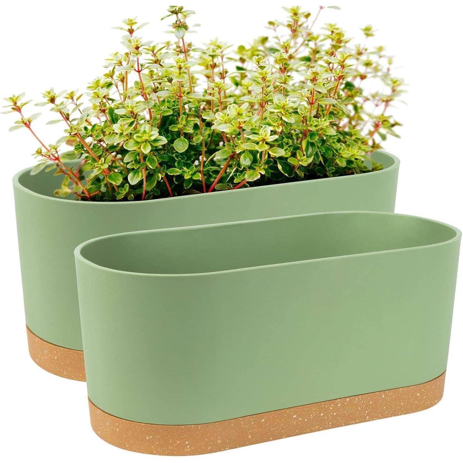 Fensterboxen Pflanzgefäße selbstbewässernd Ablauflöcher Grün 40.6cm
