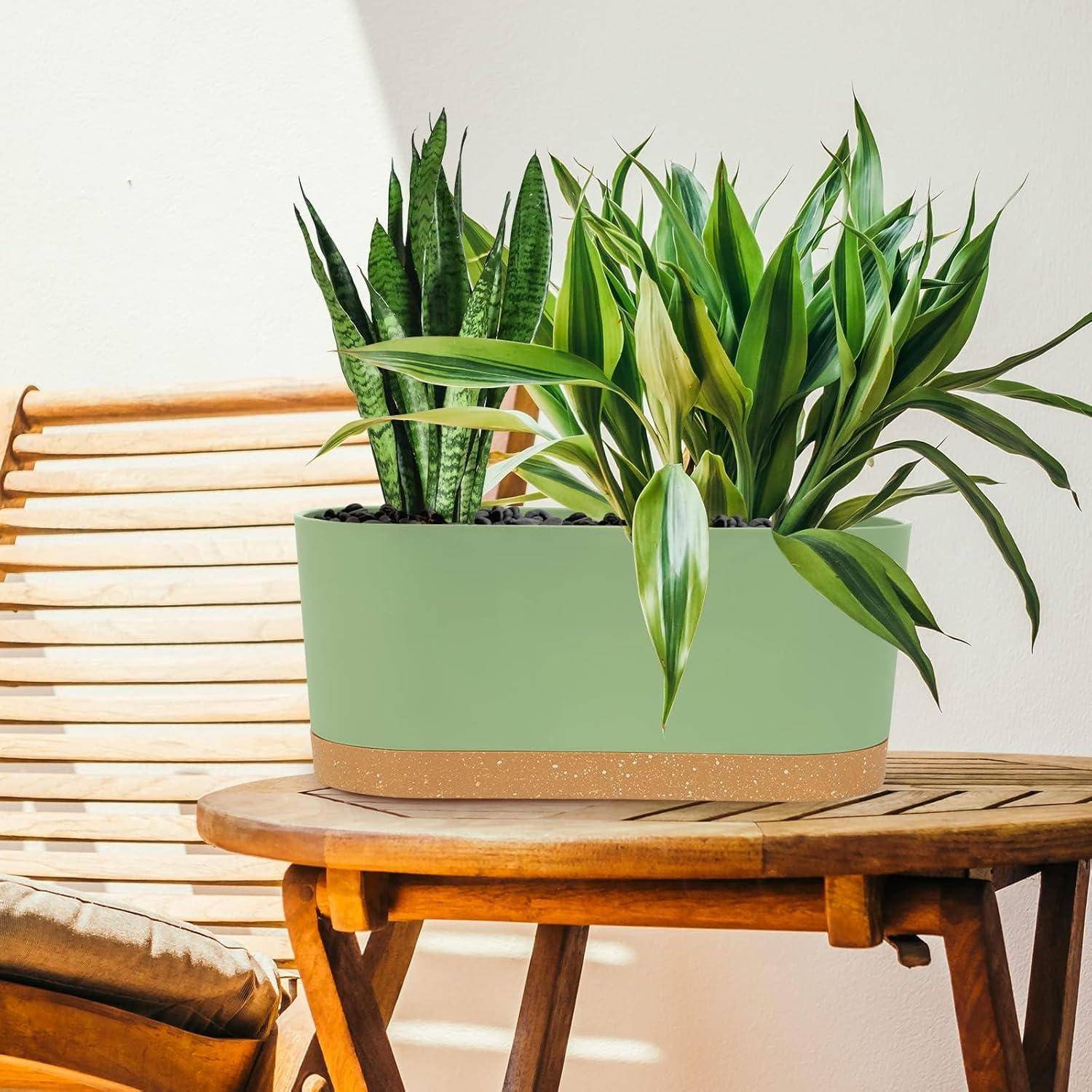 Fensterboxen Pflanzgefäße selbstbewässernd Ablauflöcher Grün 40.6cm