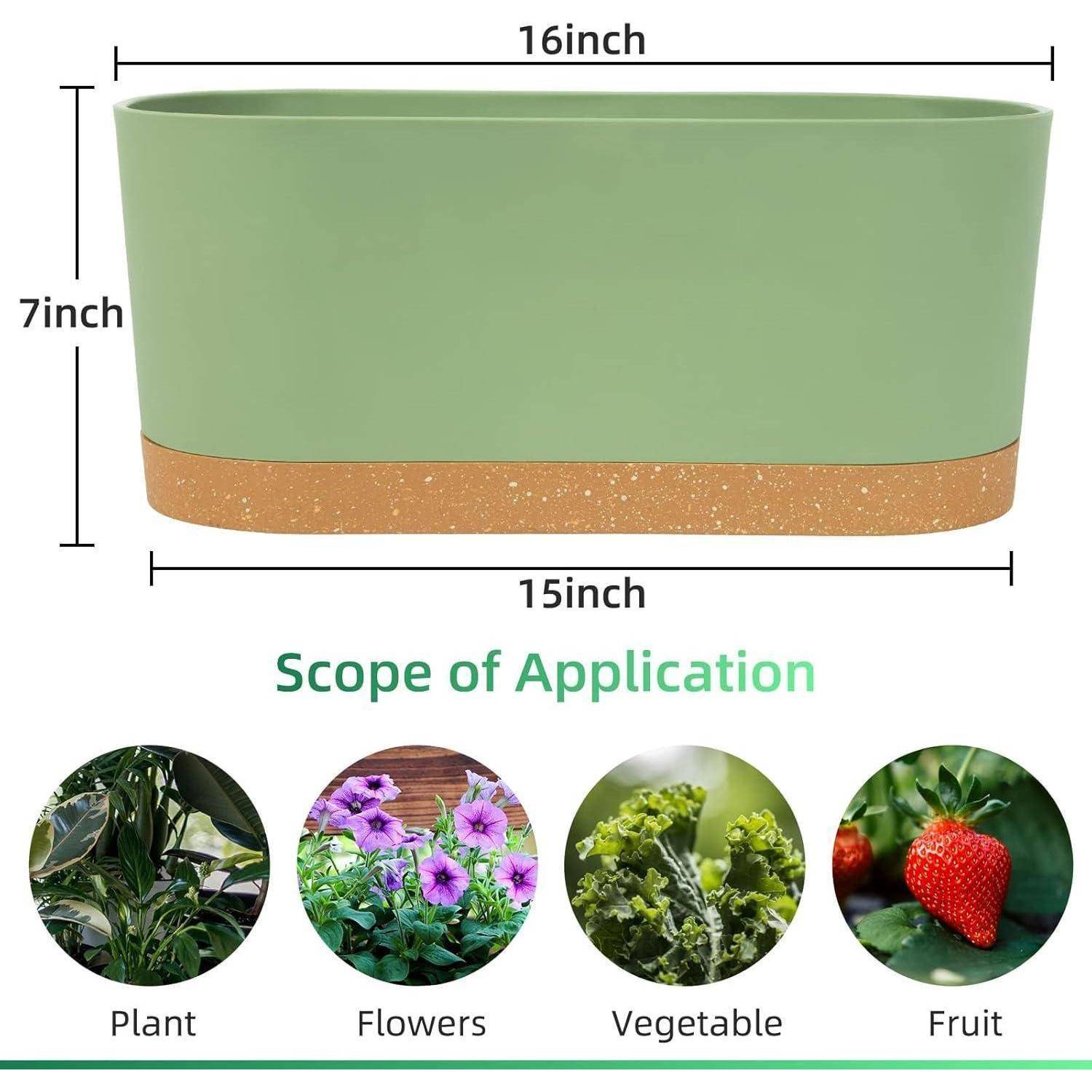 Fensterboxen Pflanzgefäße selbstbewässernd Ablauflöcher Grün 40.6cm