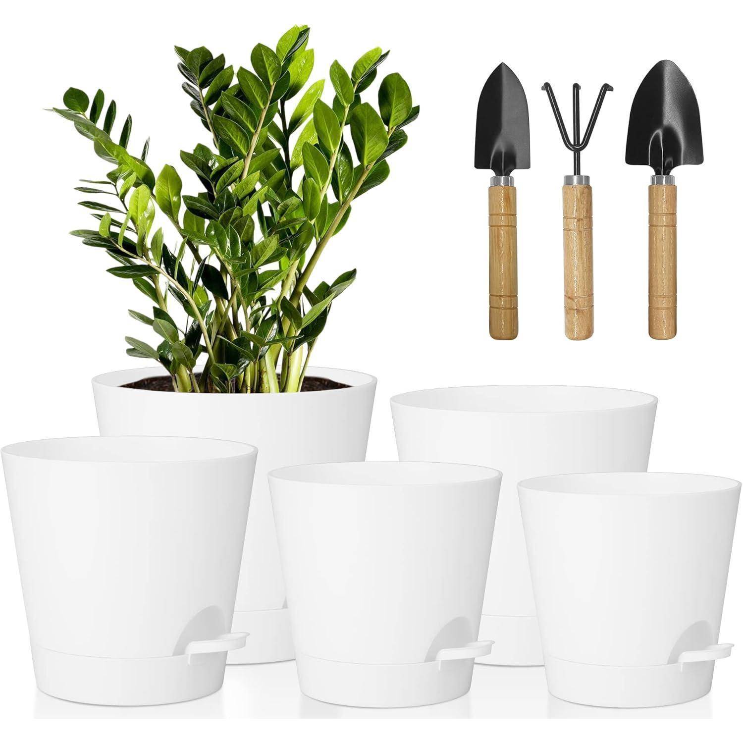 Blumentöpfe selbstbewässernde 178 Ablauflöcher 17.8 12.7 cm Weiß