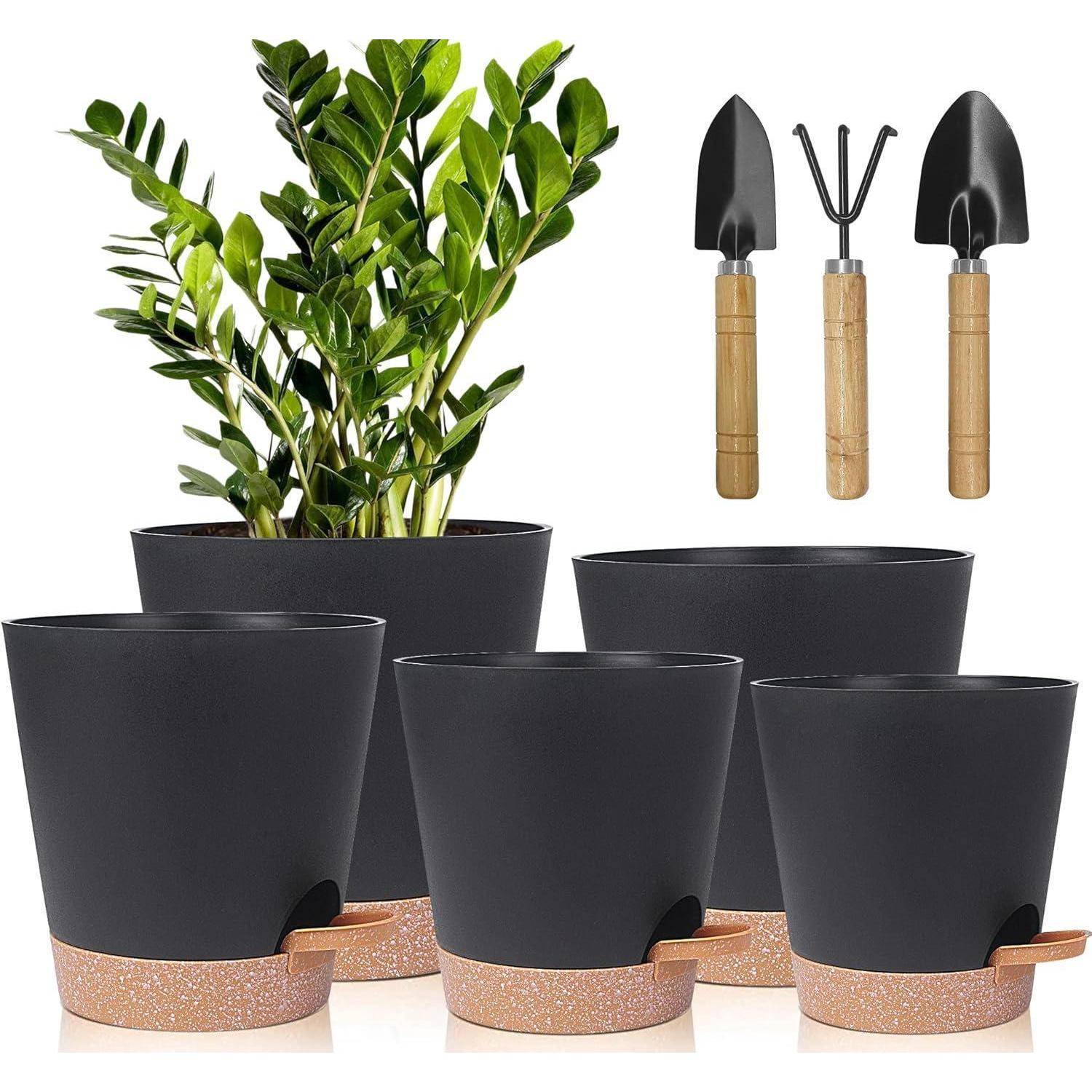 Blumentopf Kunststoff Selbstbewässerung Übertopf Schwarz Braun