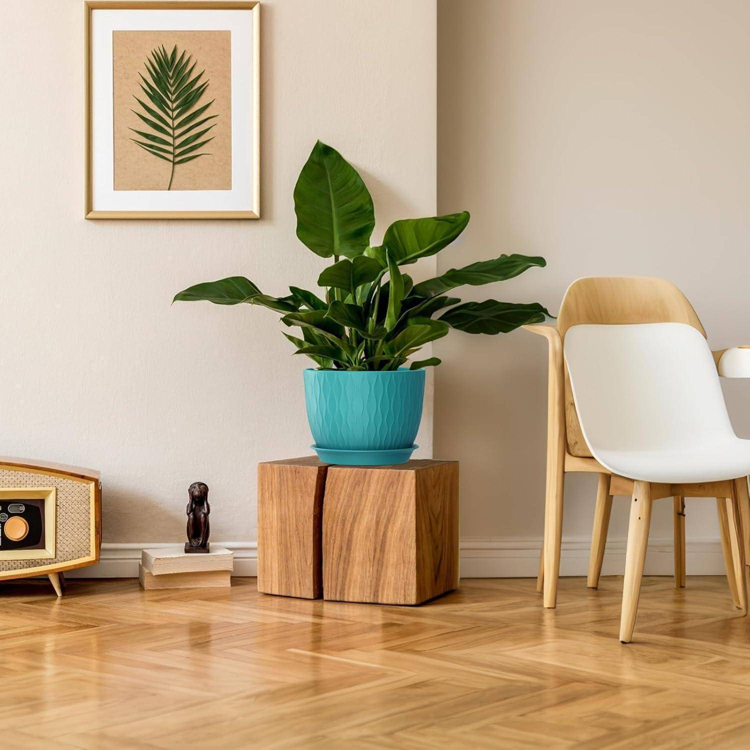 Blumentopf 3er Set Kunststoff Drainagelöcher 30 25 22 cm Dunkelgrün