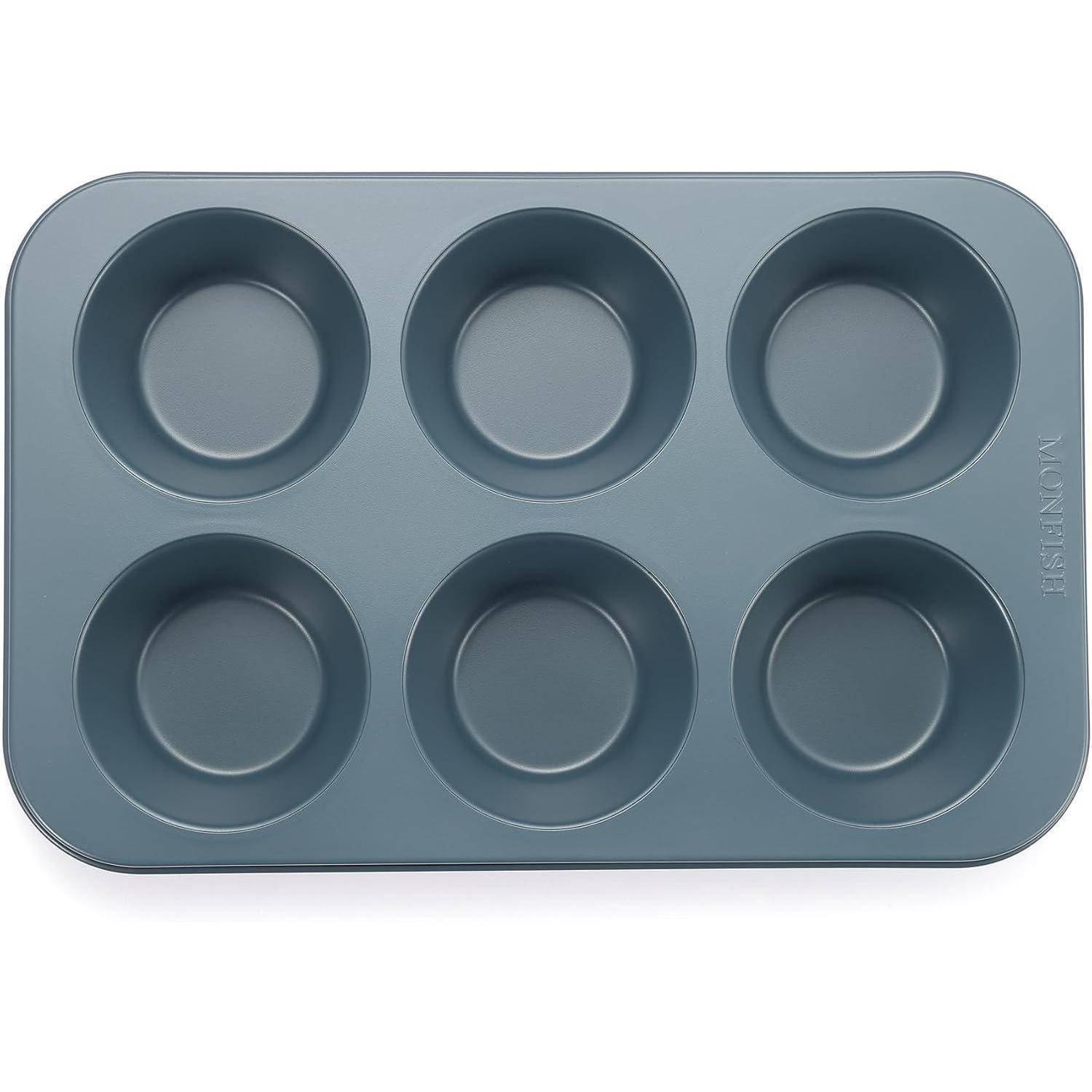 Jumbo Muffinform Karbonstahl Antihaftbeschichtung Haze Blue 9 cm