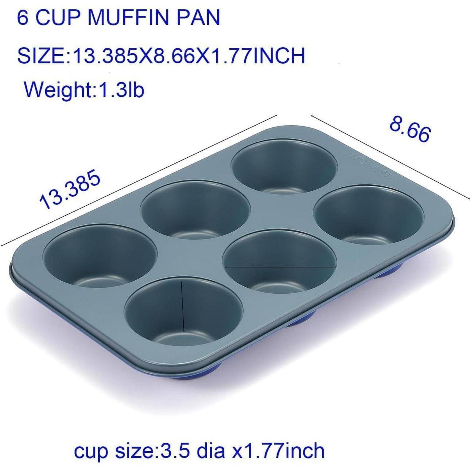 Jumbo Muffinform Karbonstahl Antihaftbeschichtung Haze Blue 9 cm
