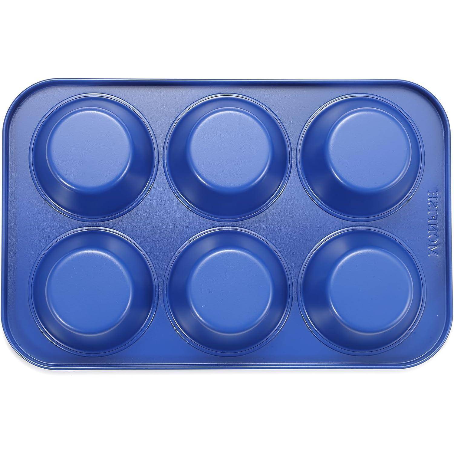 Jumbo Muffinform Karbonstahl Antihaftbeschichtung Haze Blue 9 cm