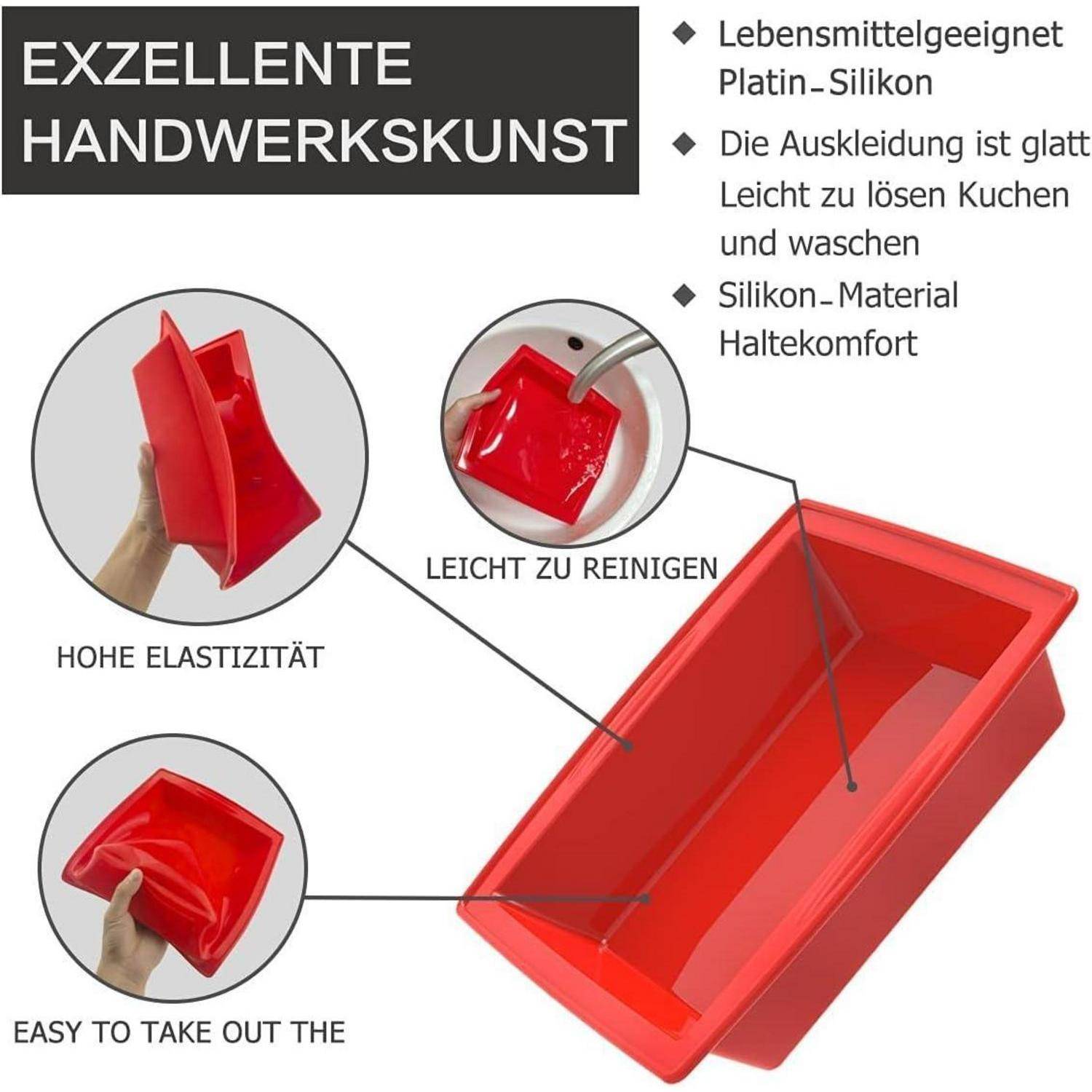 Brownie Backform Silikon 20 cm 2er Set Eckig Antihaft Silikonformen