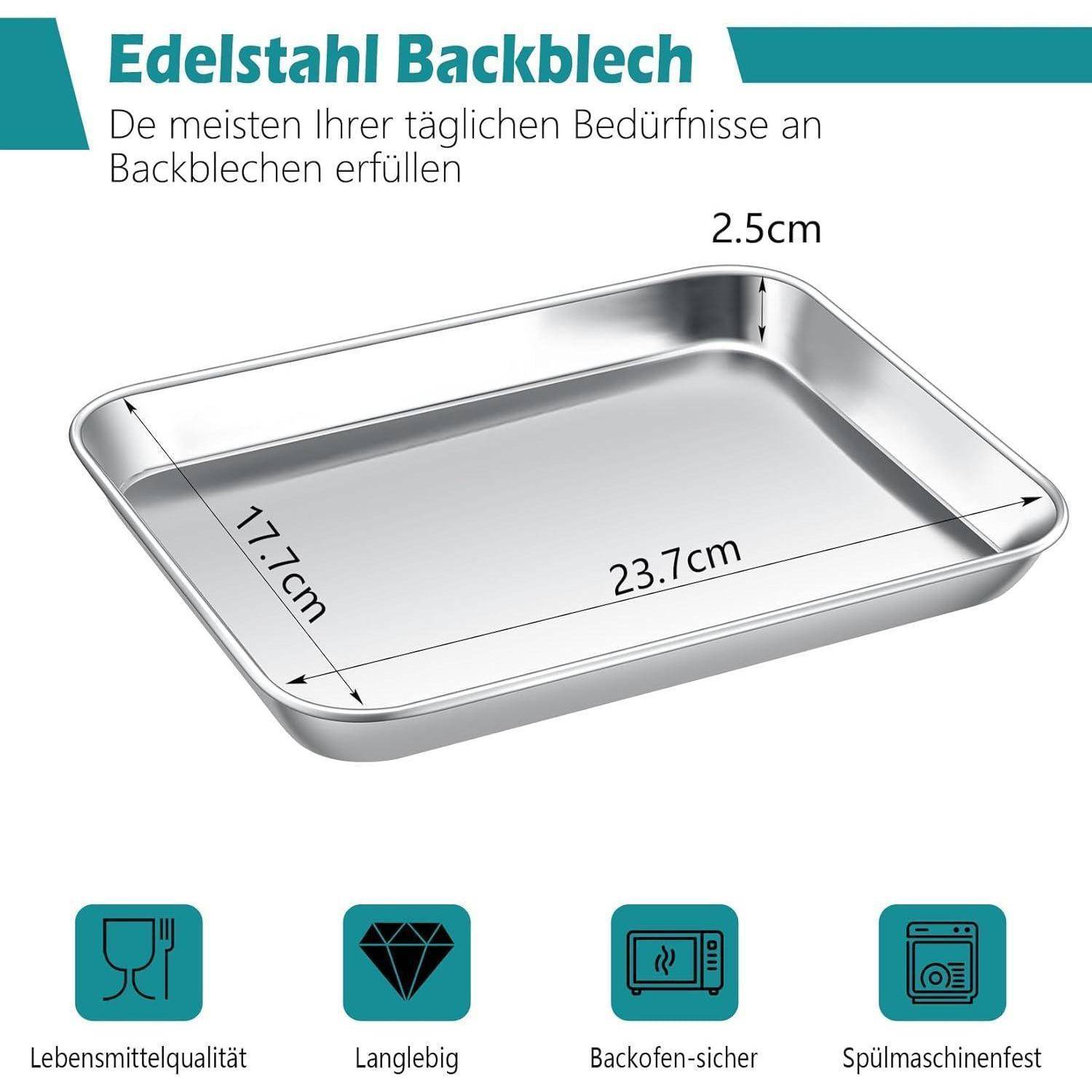 Mini Backblech Edelstahl Rechteckig Backform 23,7x17,7x2,5cm