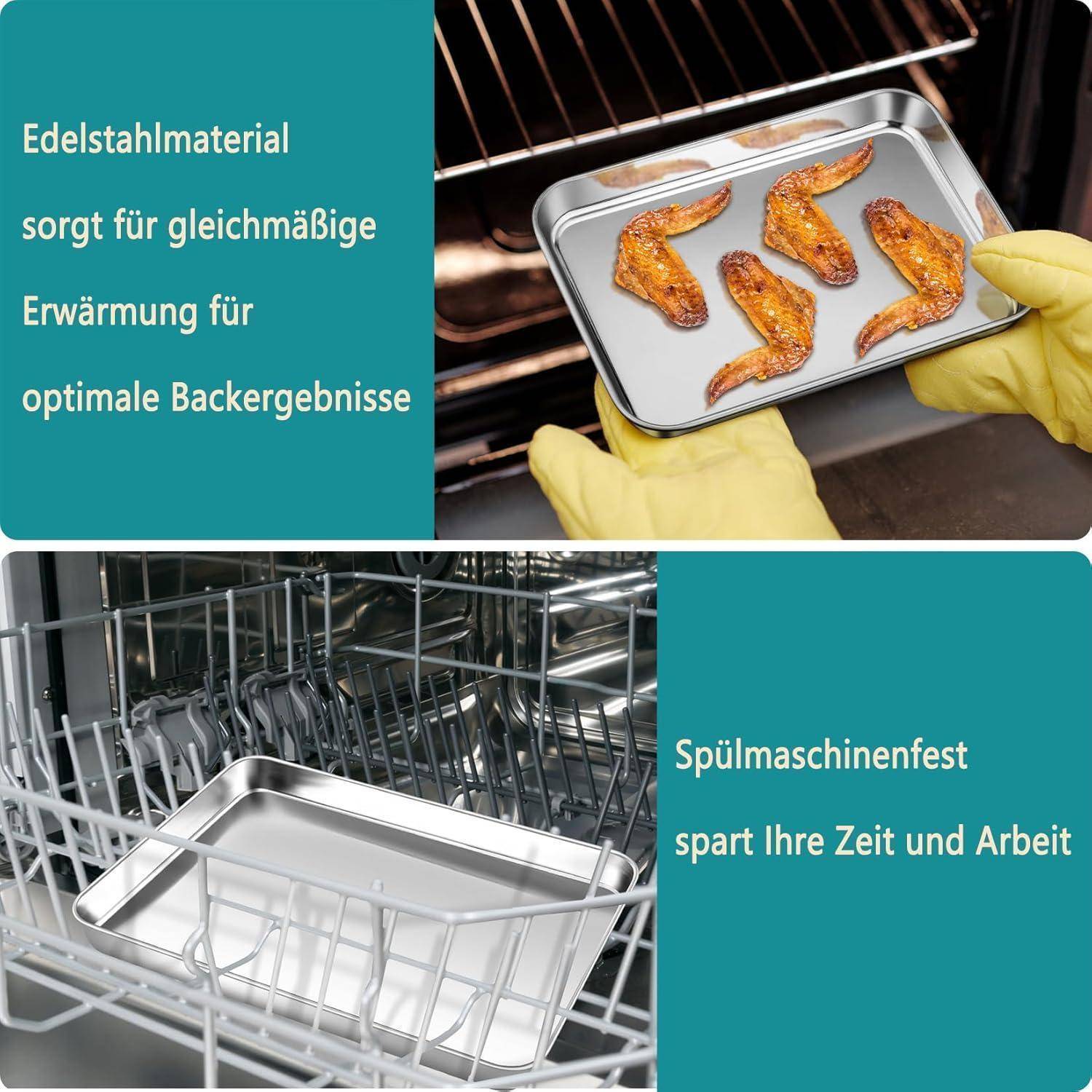 Mini Backblech Edelstahl Rechteckig Backform 23,7x17,7x2,5cm