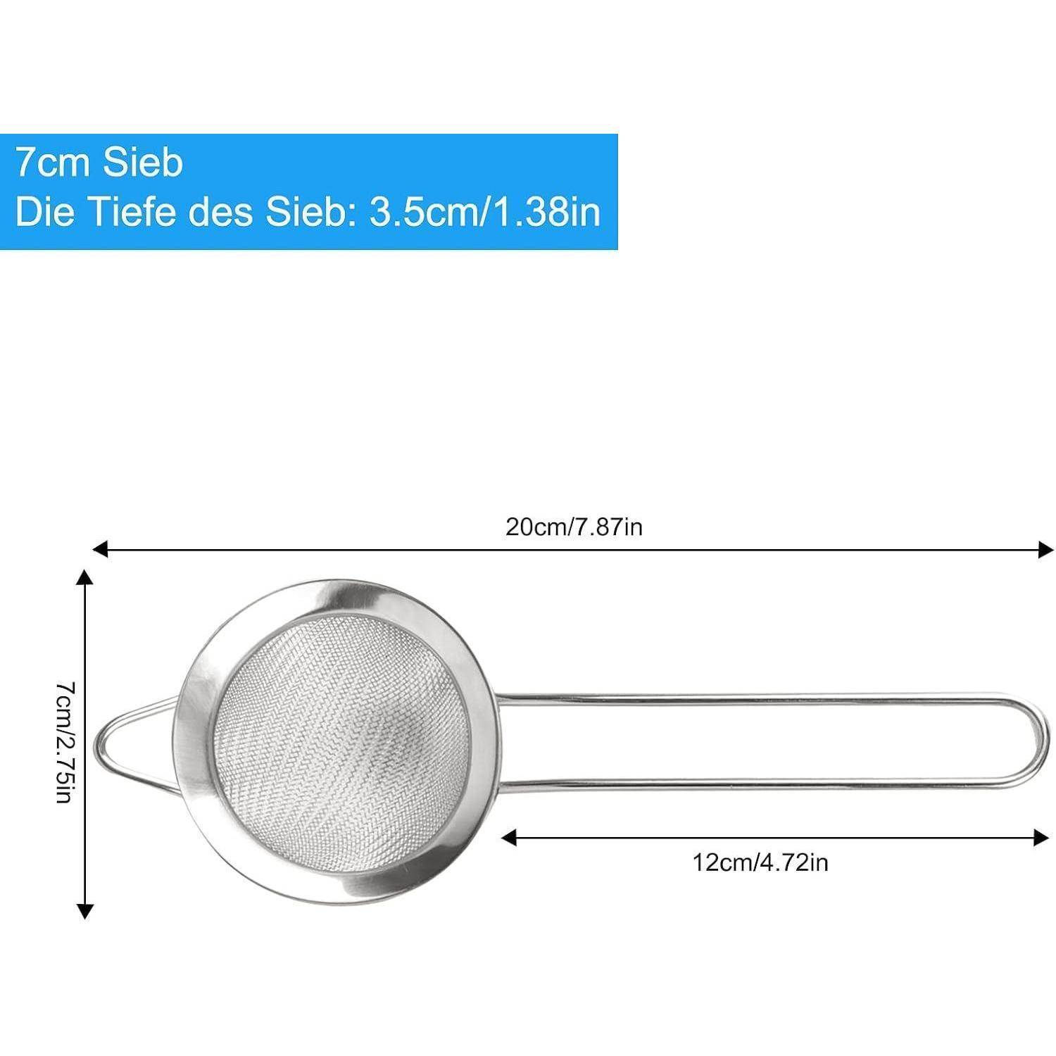 Küchensieb 7cm Edelstahl Feinmaschig für Tee Soße Saft Nudeln Gemüse