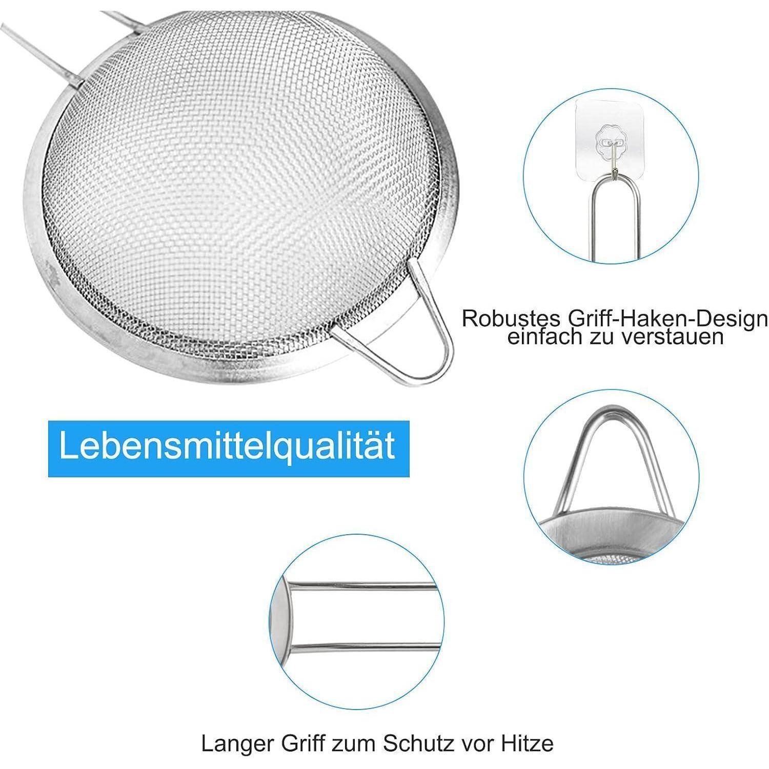 Küchensieb 7cm Edelstahl Feinmaschig für Tee Soße Saft Nudeln Gemüse