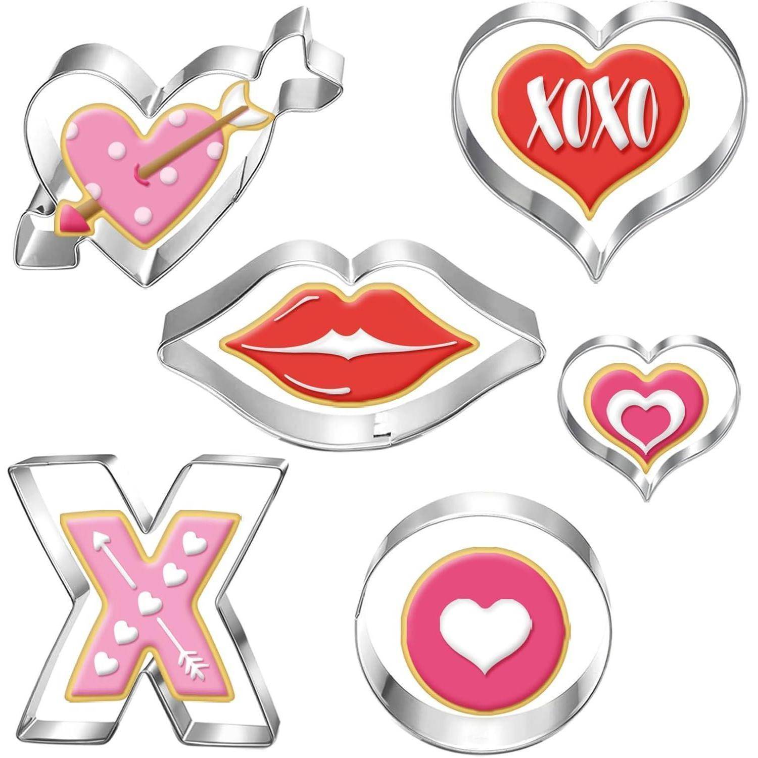 Valentinstag Ausstechformen Set 6-teilig Herz Lippen X O Plätzchen
