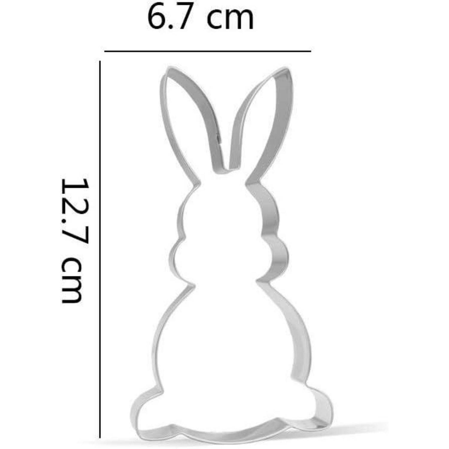 Ein Metall-Ausstechform in Form eines sitzenden Hasen, 12,7 cm hoch und 6,7 cm breit.
