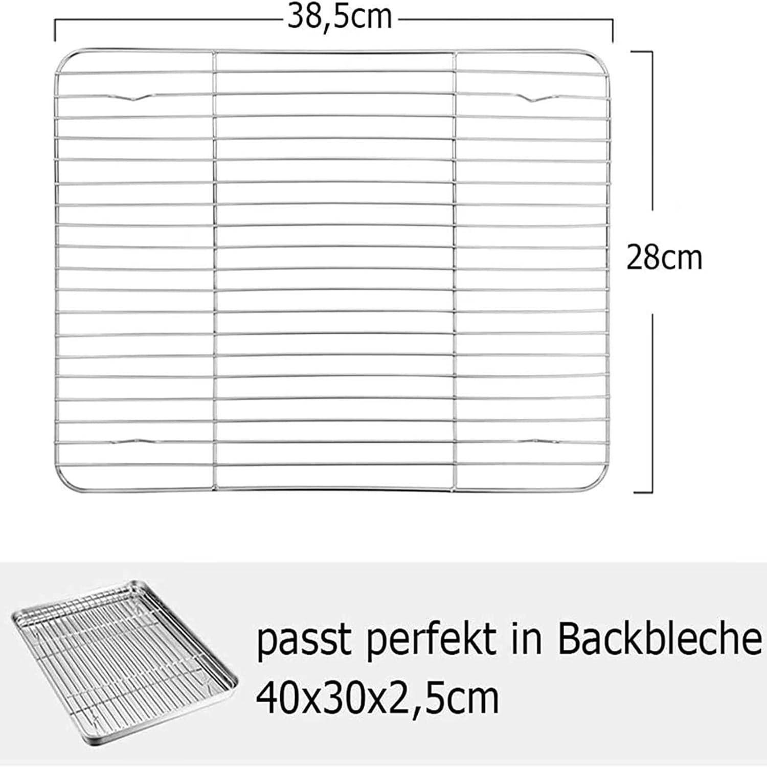 Metalldraht-Kühlrost, 38,5 cm x 28 cm, passt perfekt in Backbleche von 40 cm x 30 cm x 2,5 cm.