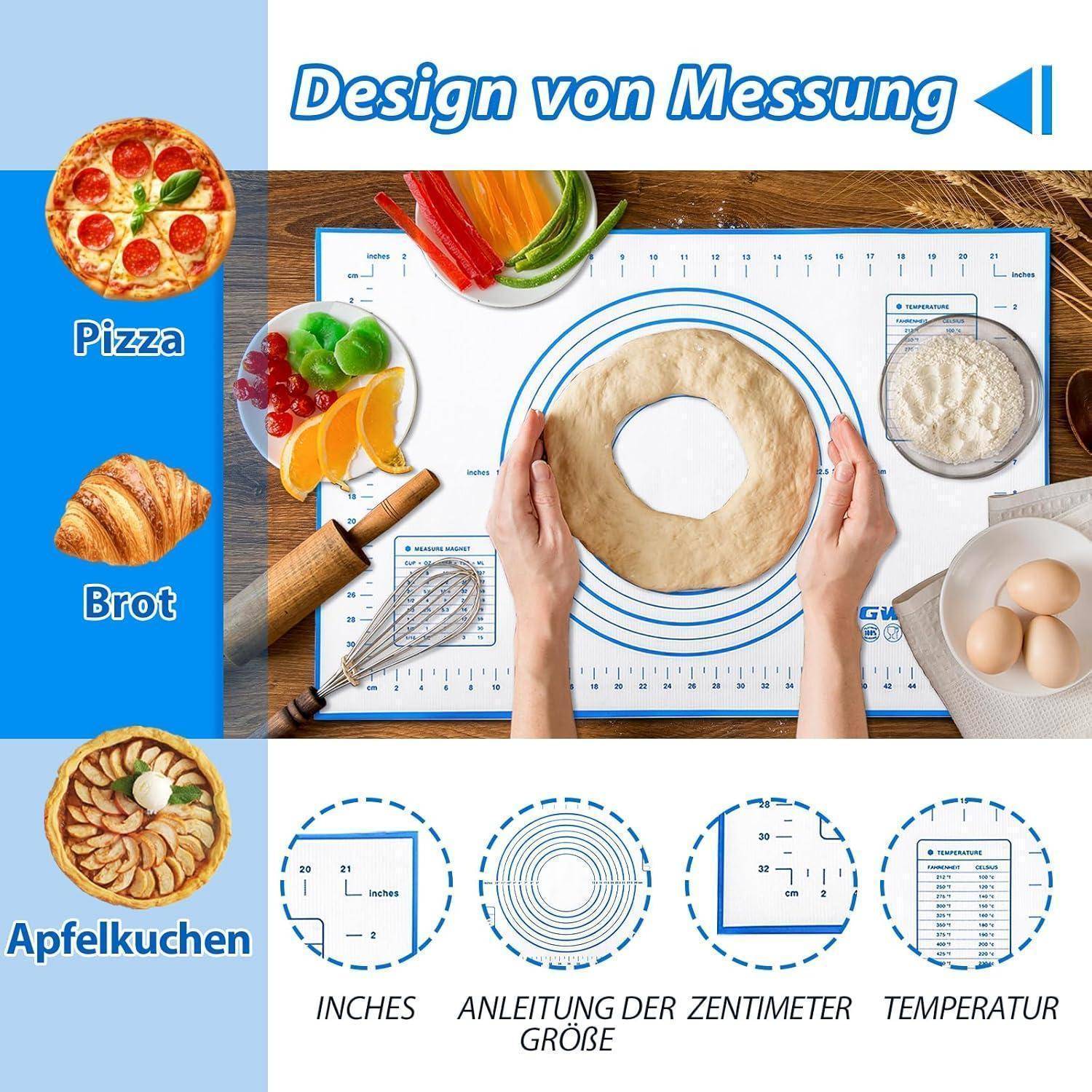 Backmatte Silikon Antihaft Teig 60x40cm Blau