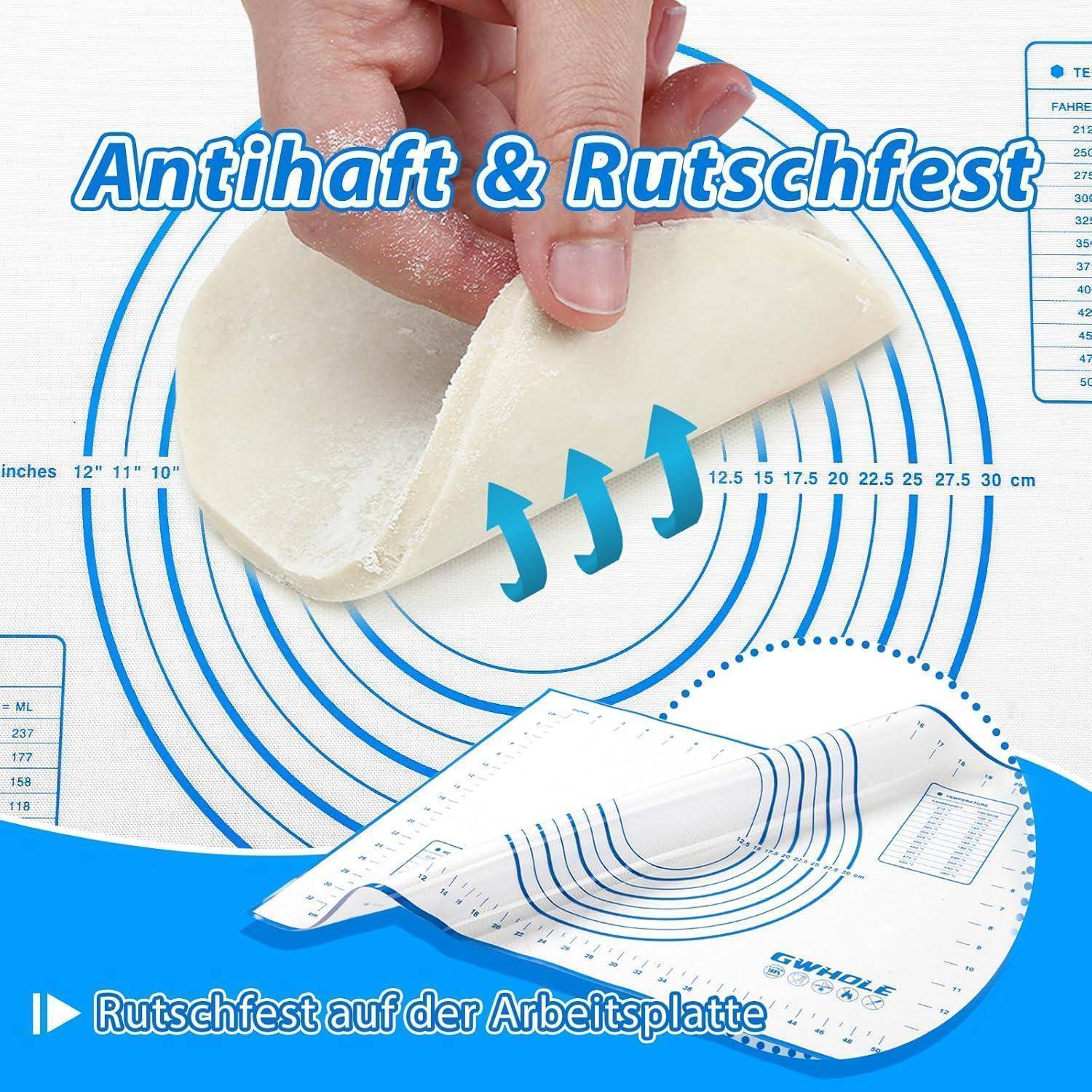 Backmatte Silikon Antihaft Teig 60x40cm Blau
