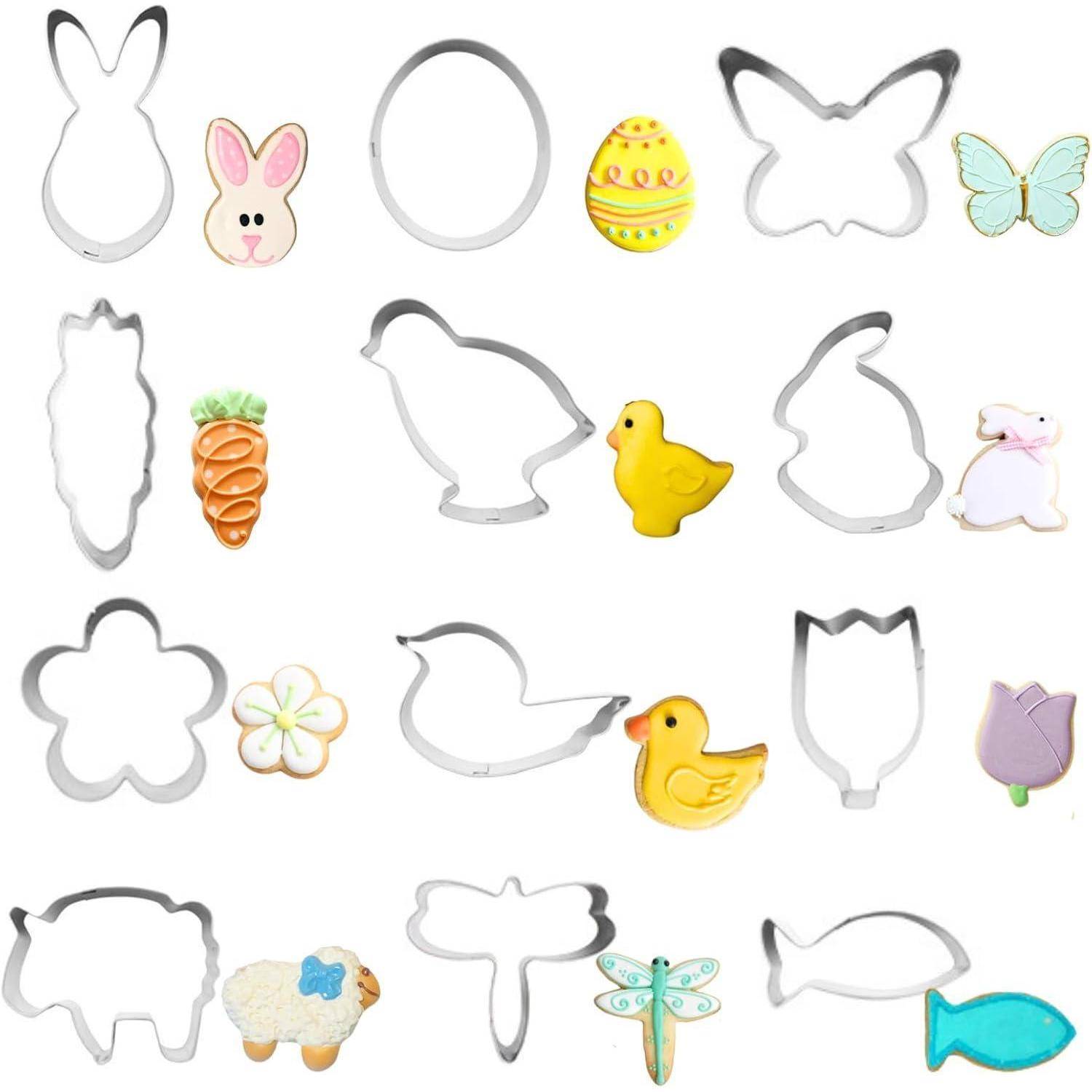 Mini Ausstechformen Ostern 12er Edelstahl Osterei Hase Küken Ostern B