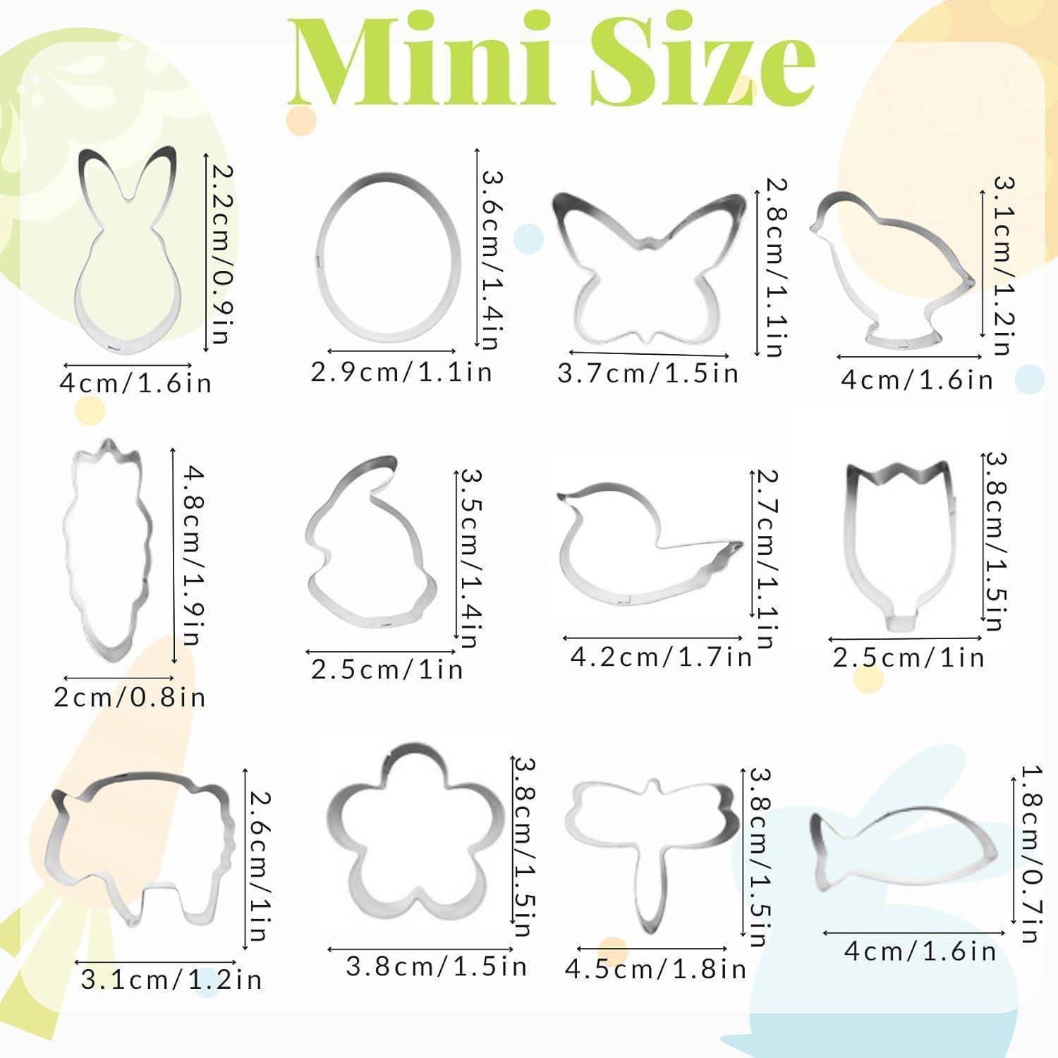 Mini Ausstechformen Ostern 12er Edelstahl Osterei Hase Küken Ostern B