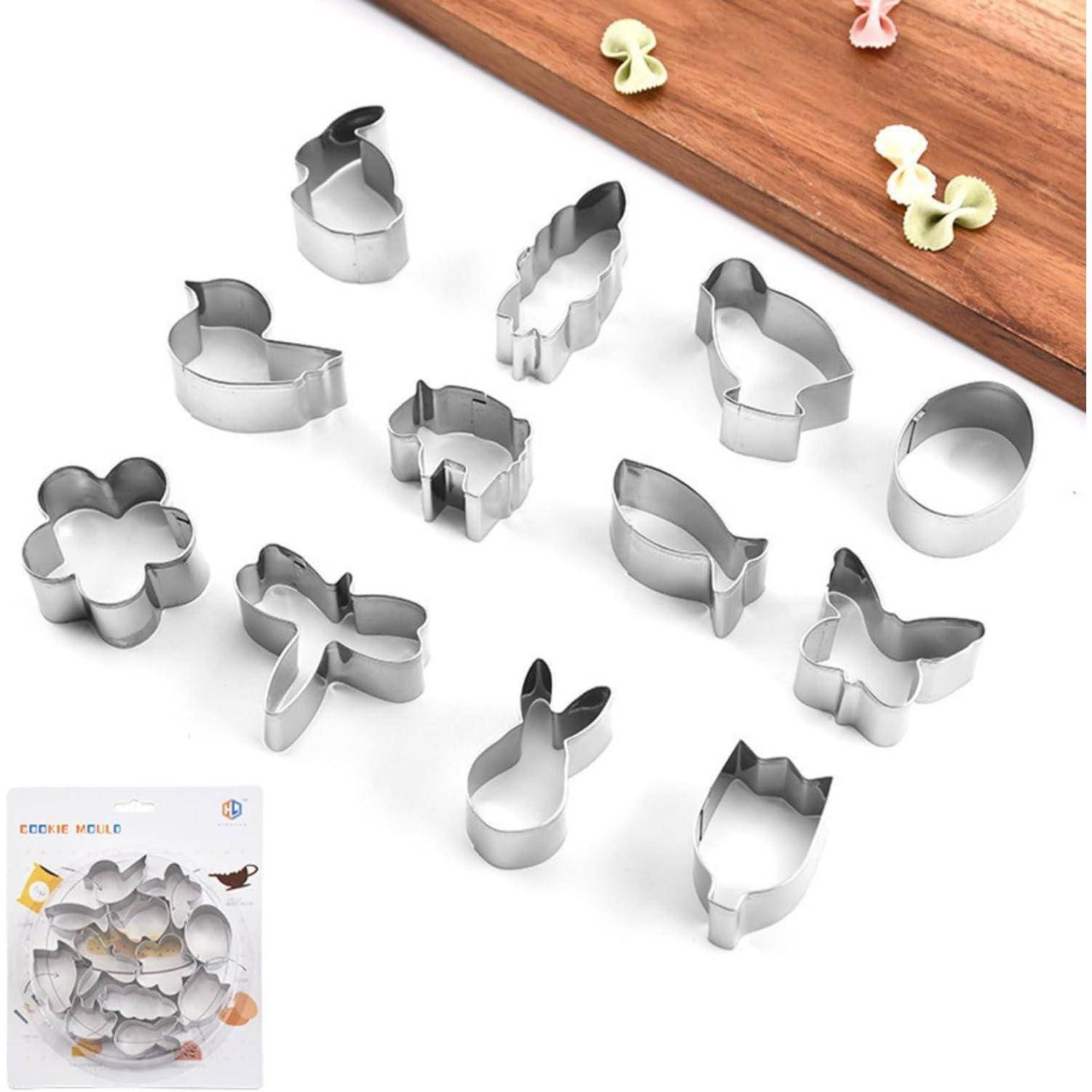 Mini Ausstechformen Ostern 12er Edelstahl Osterei Hase Küken Ostern B