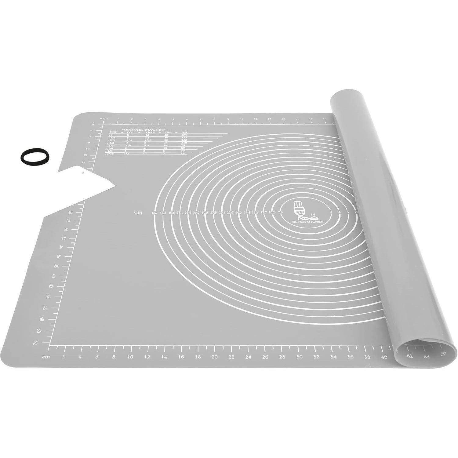 Backmatte Silikon Ausrollmatte XL Teigschneider Grau 80 x 60 cm
