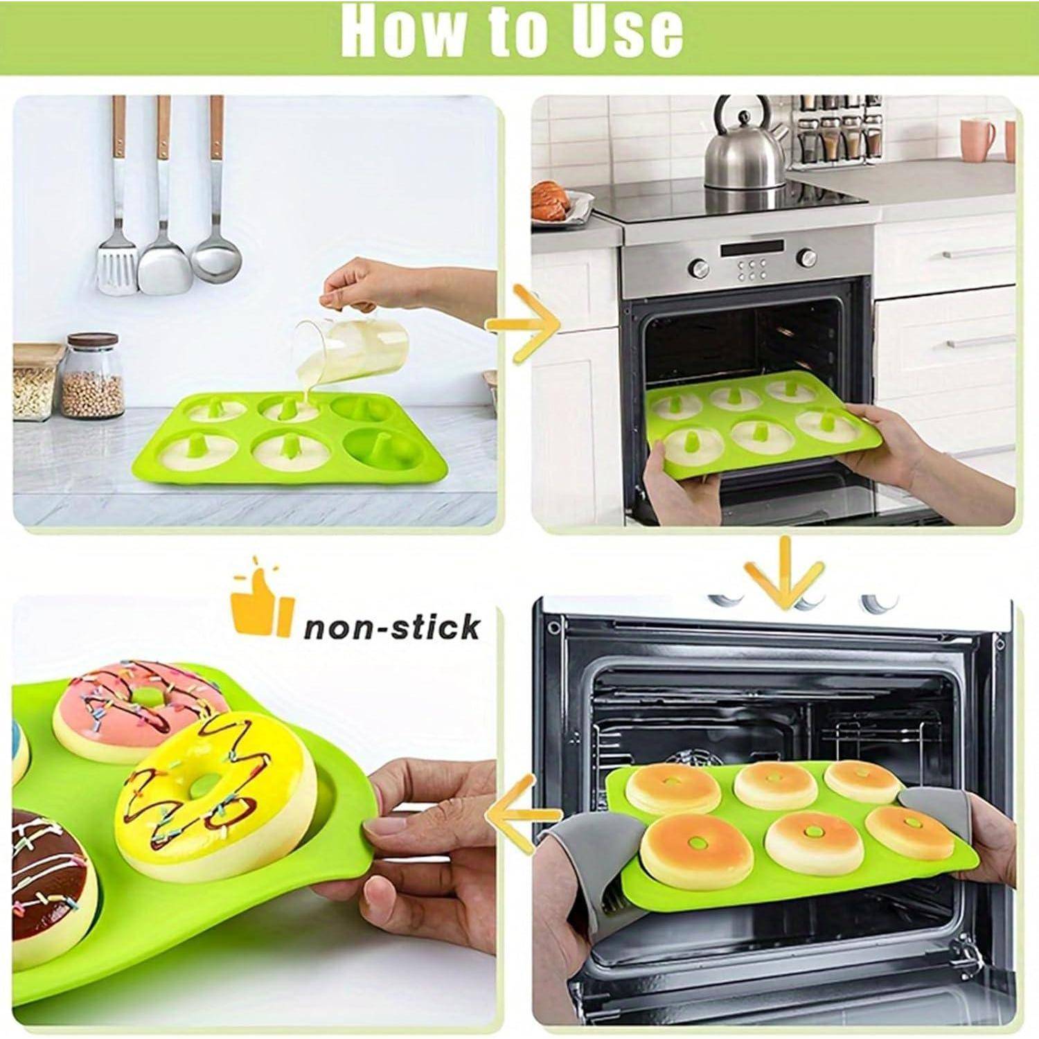 Donutformen Silikon 2er 6fach Antihaft 260C Muffins Grün und Rosa