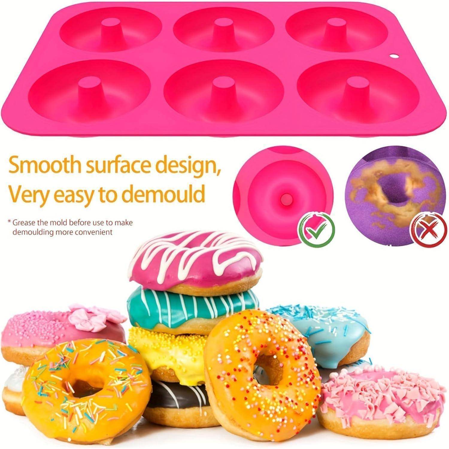 Donutformen Silikon 2er 6fach Antihaft 260C Muffins Grün und Rosa