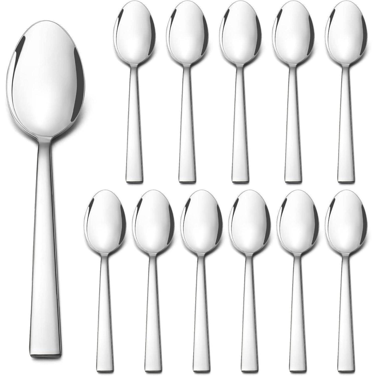 Löffel 12er Set Edelstahl Esslöffel Quadratischer Griff