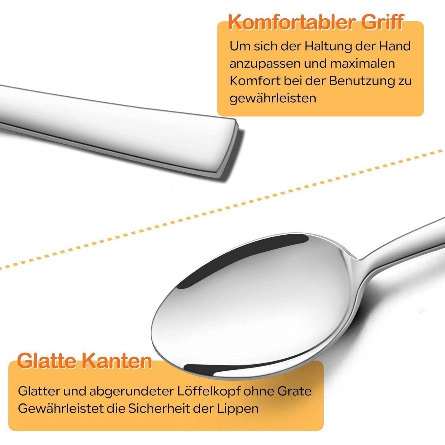Löffel 12er Set Edelstahl Esslöffel Quadratischer Griff