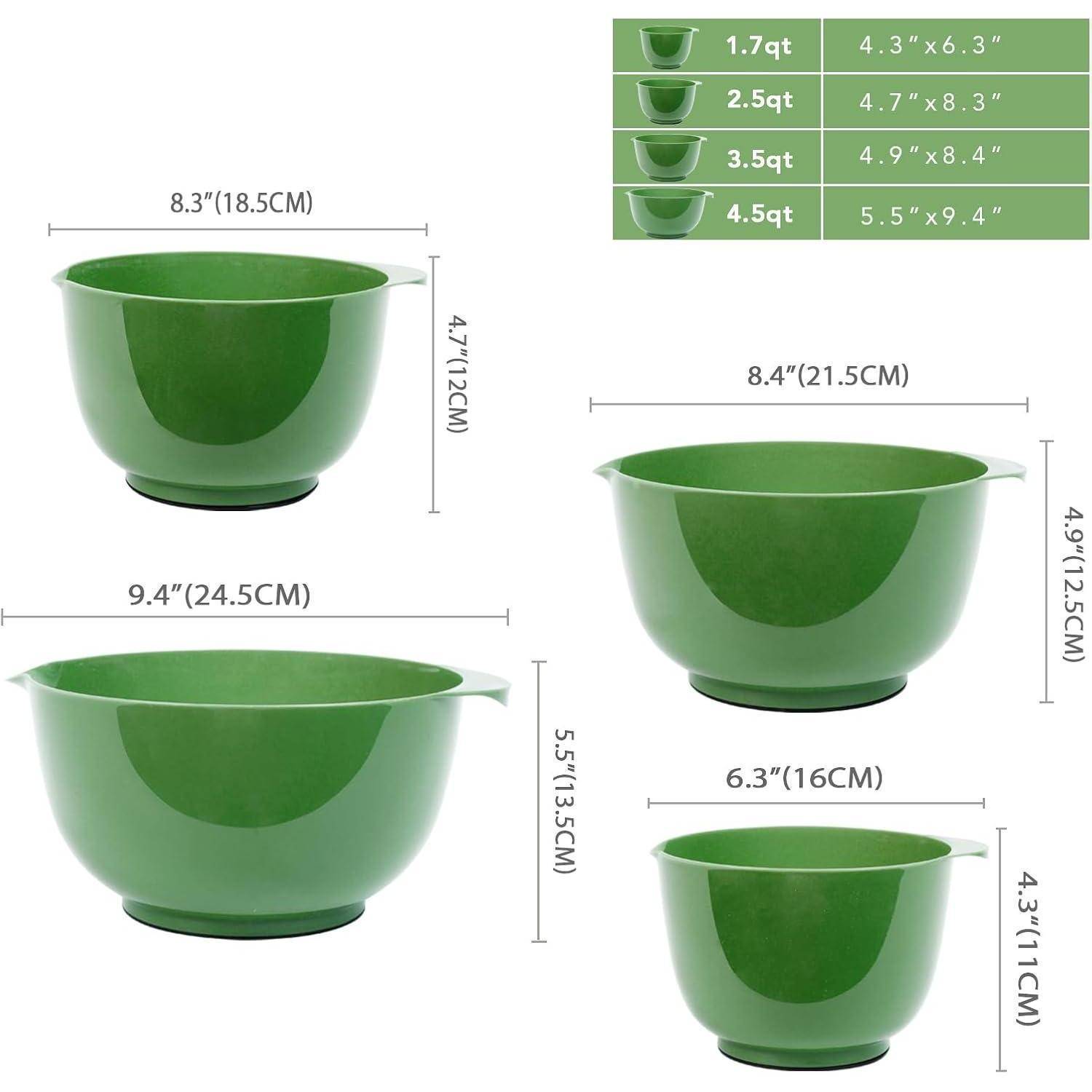 Grüne Rührschüsseln in vier Größen: 1,7 Quart (4,3