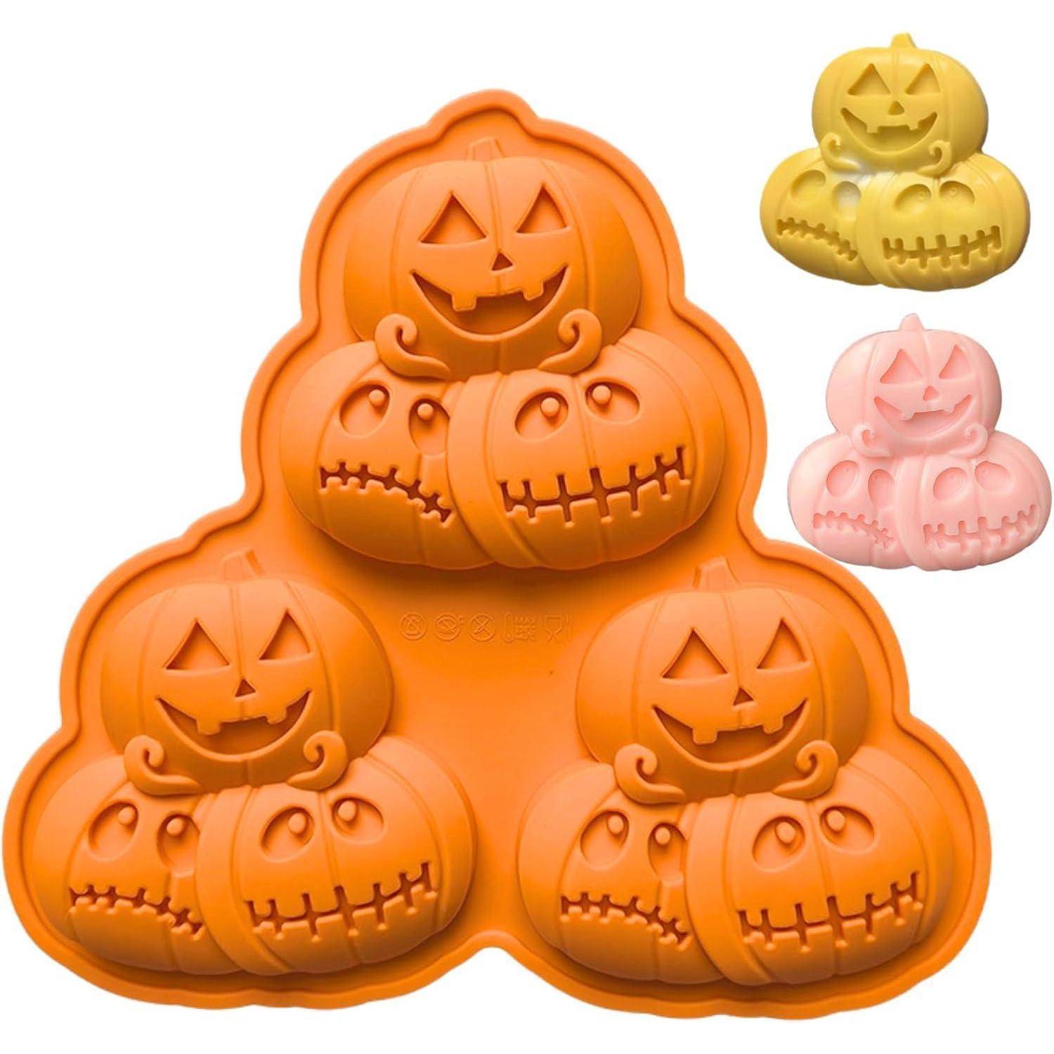 Silikonform Halloween 3er Schokolade Süßigkeiten DIY Kürbis