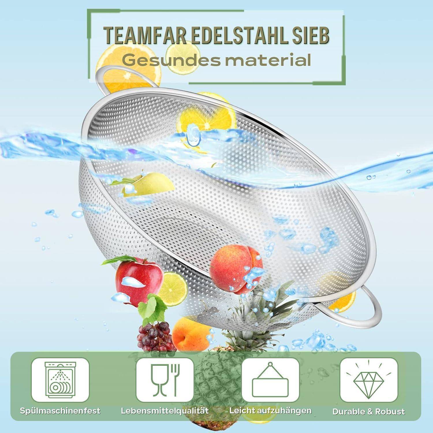 Nudelsieb Edelstahl perforiert Doppelgriff spülmaschinenfest 28 cm