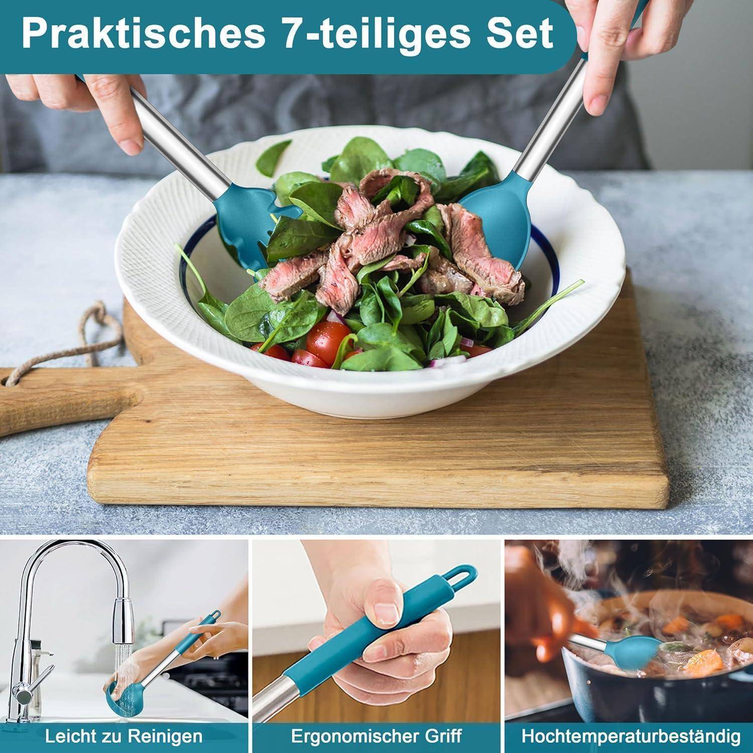 Küchenhelfer Kochbesteck 7tlg Pfannenwender Antihaft Blau