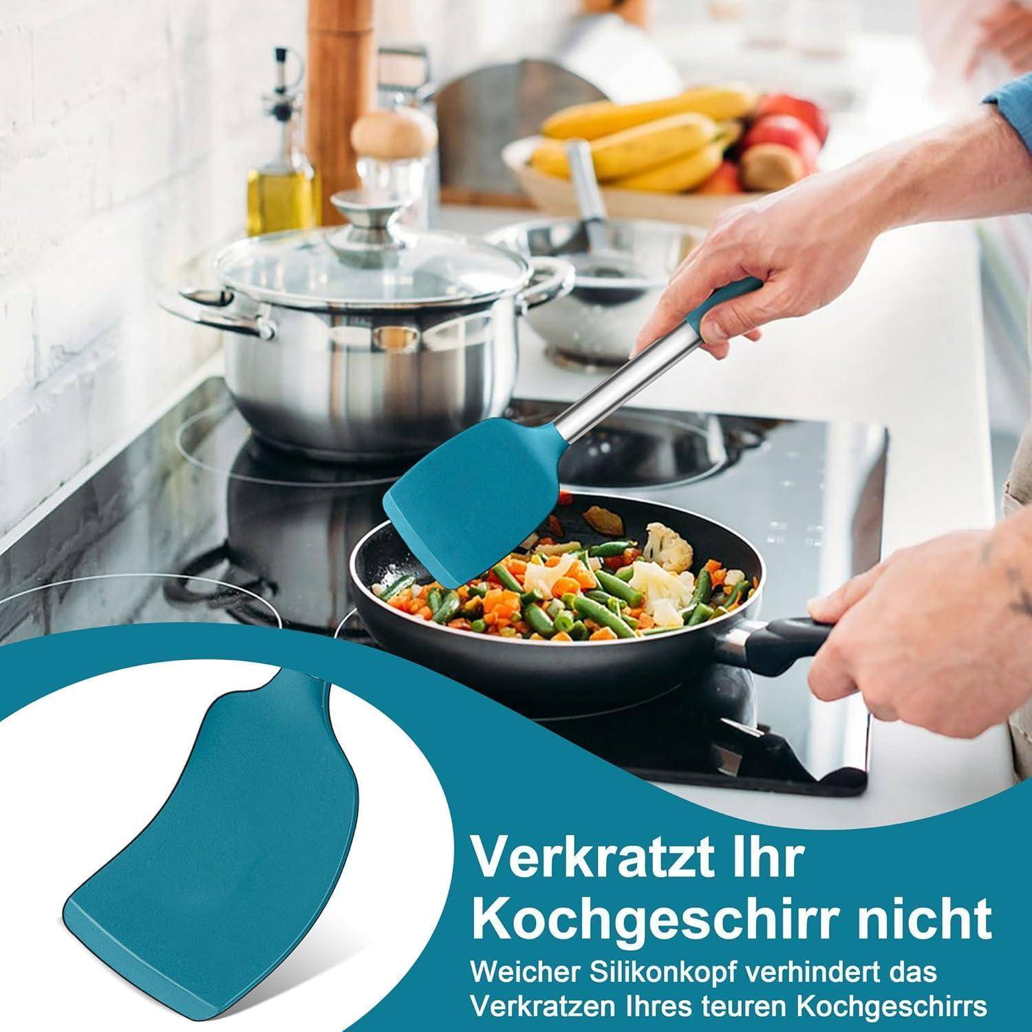Küchenhelfer Kochbesteck 7tlg Pfannenwender Antihaft Blau