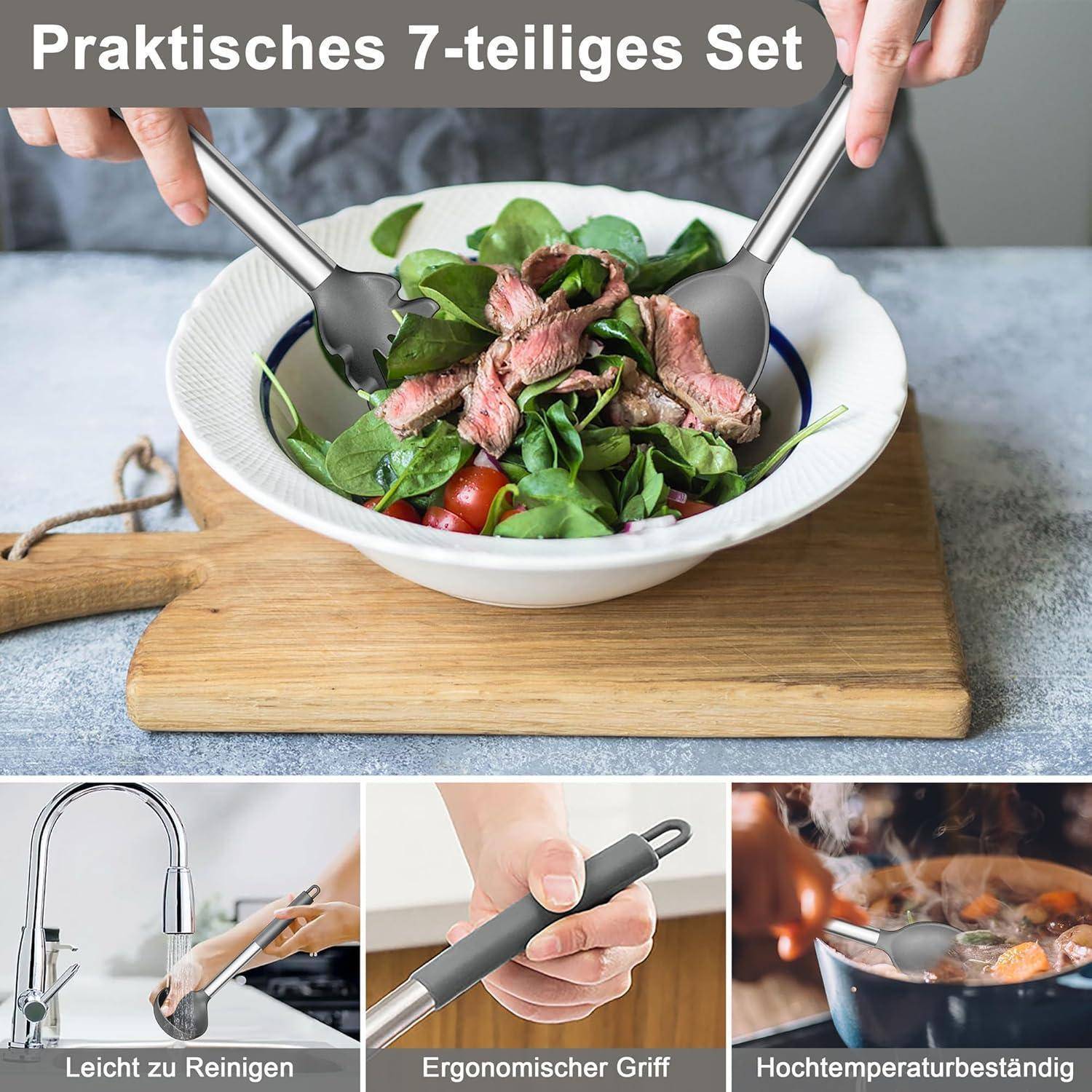 Küchenhelfer 7tlg Pfannenwender antihaft spülmaschinenfest Grau