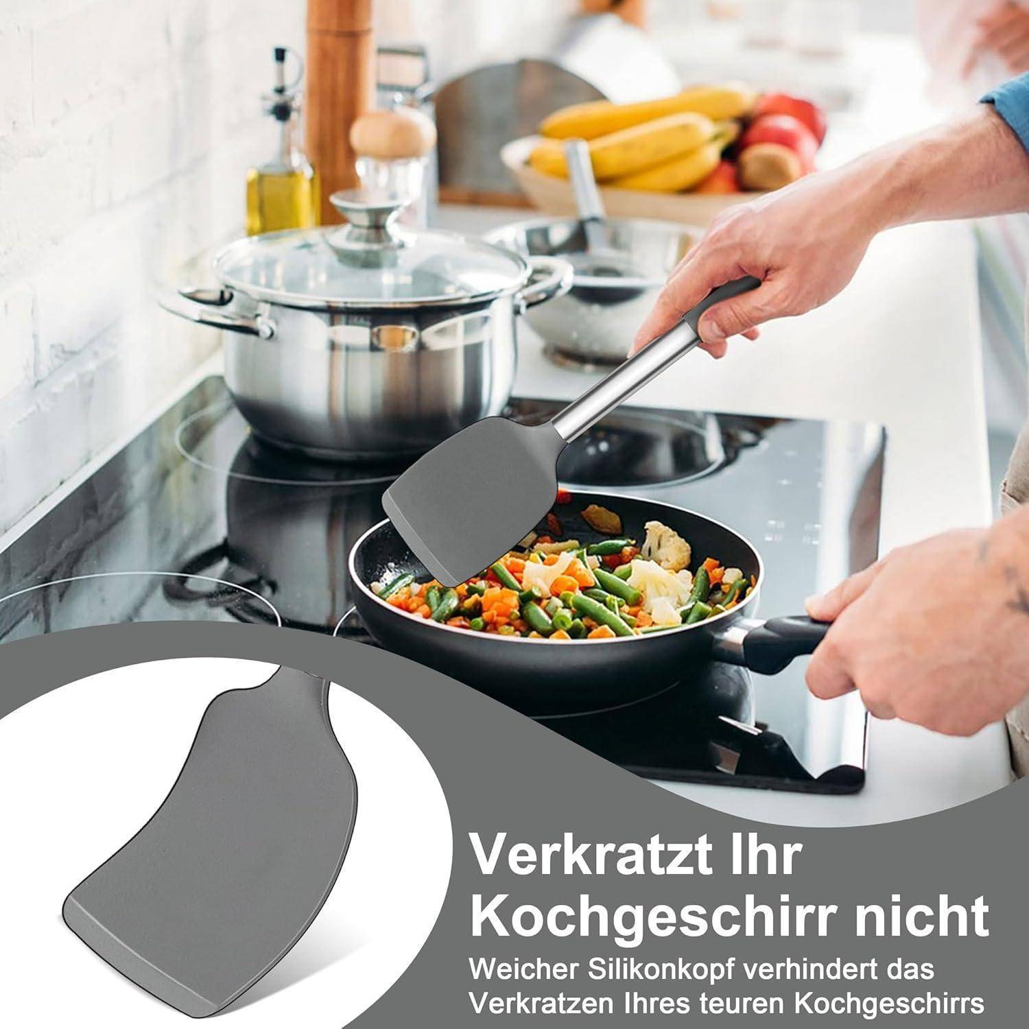 Küchenhelfer 7tlg Pfannenwender antihaft spülmaschinenfest Grau