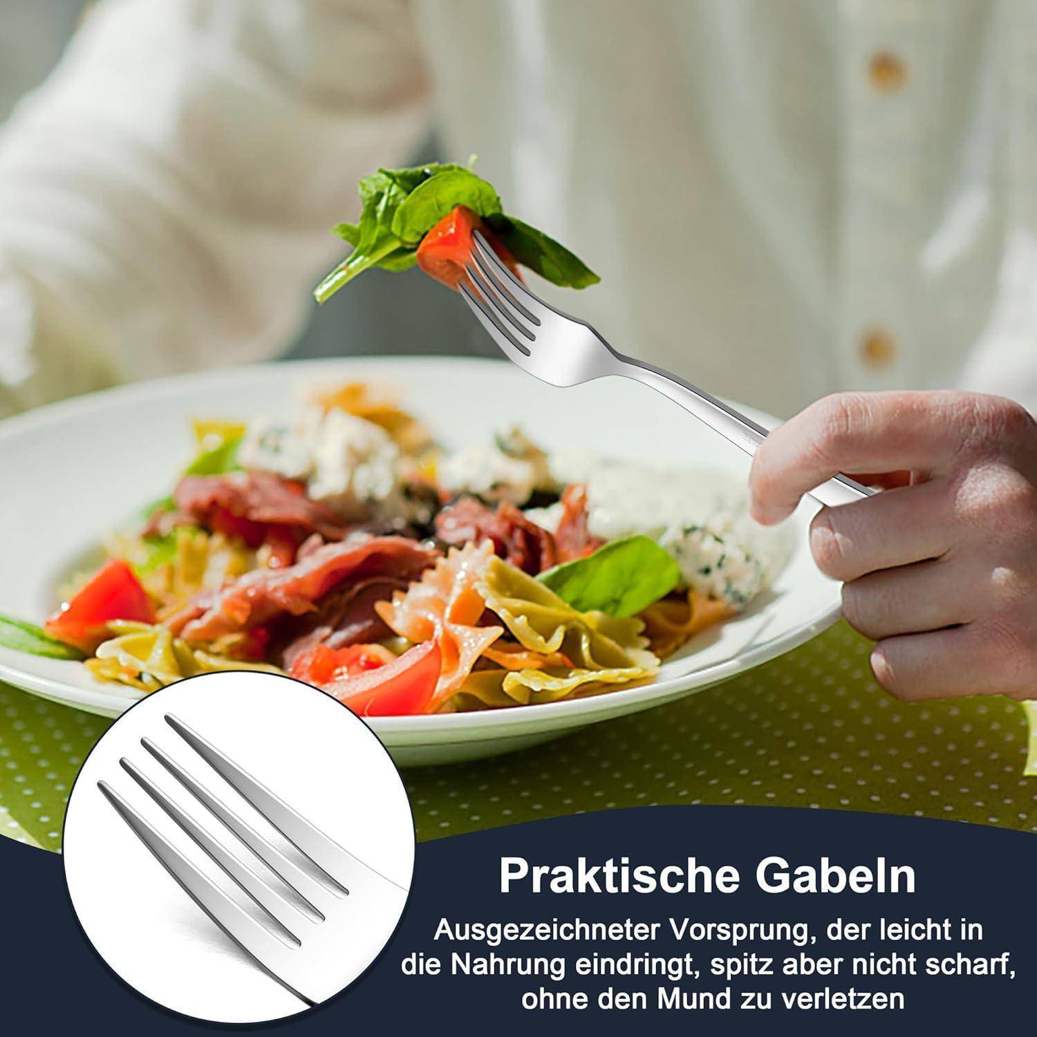 Steakbesteck 12 Tafelmesser Tafelgabeln 24 Quadratischer Griff