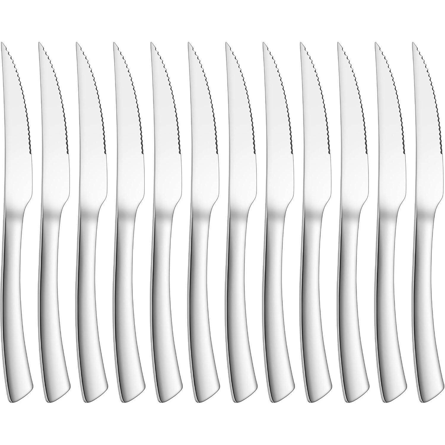 Steakmesser Edelstahl Wellenschliff 23cm 12 Steakmesser Set