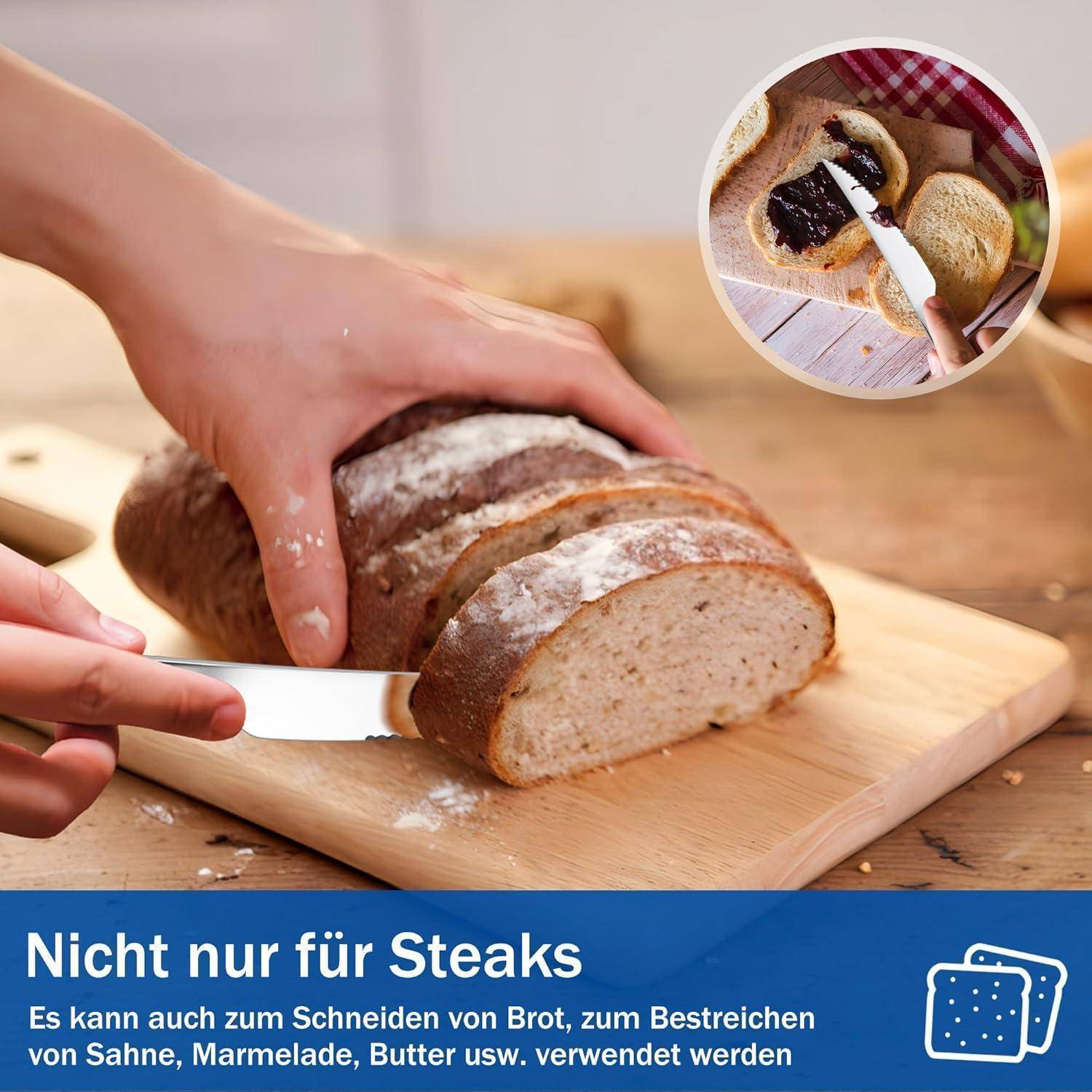 Steakmesser Edelstahl Wellenschliff 23cm 12 Steakmesser Set