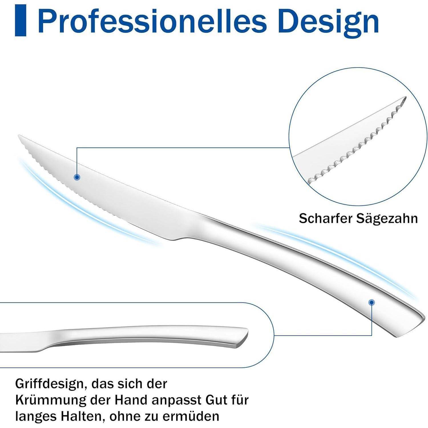 Steakmesser Edelstahl Wellenschliff 23cm 12 Steakmesser Set