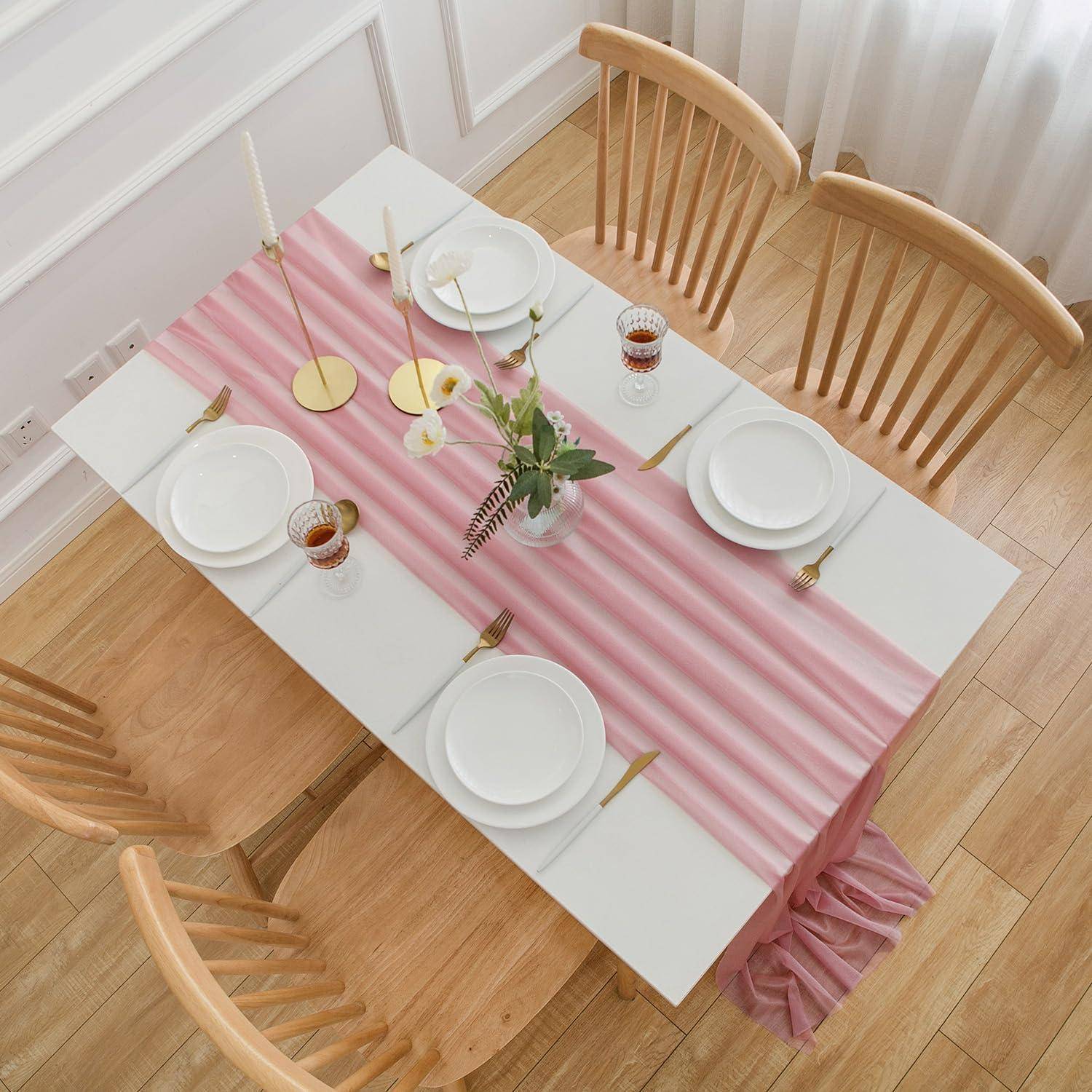 Tischläufer Chiffon Tüll Altrosa 75cm 3m Altrosa-53 70 x 300 cm