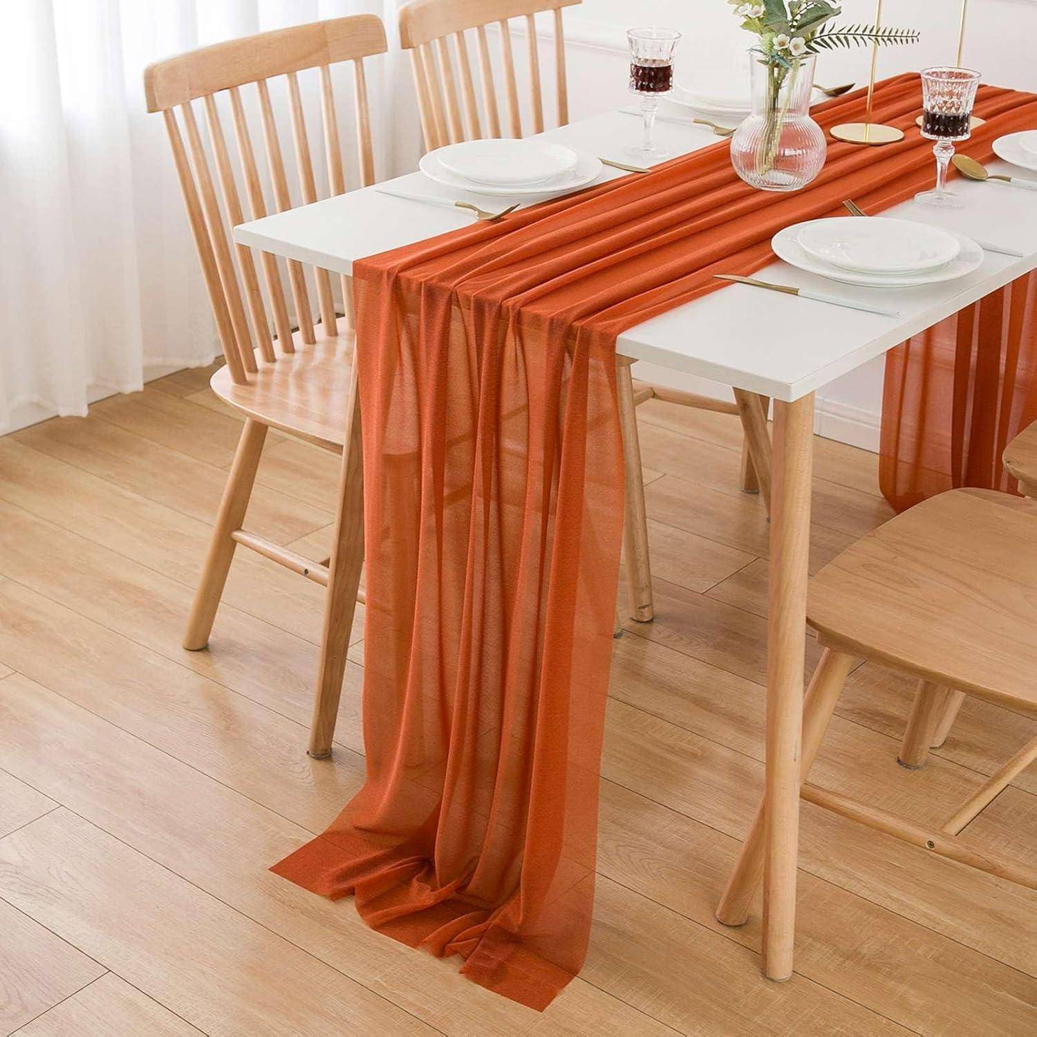 Tischläufer Terracotta Chiffon Tüll Stoff Terrakotta 70 x 400 cm