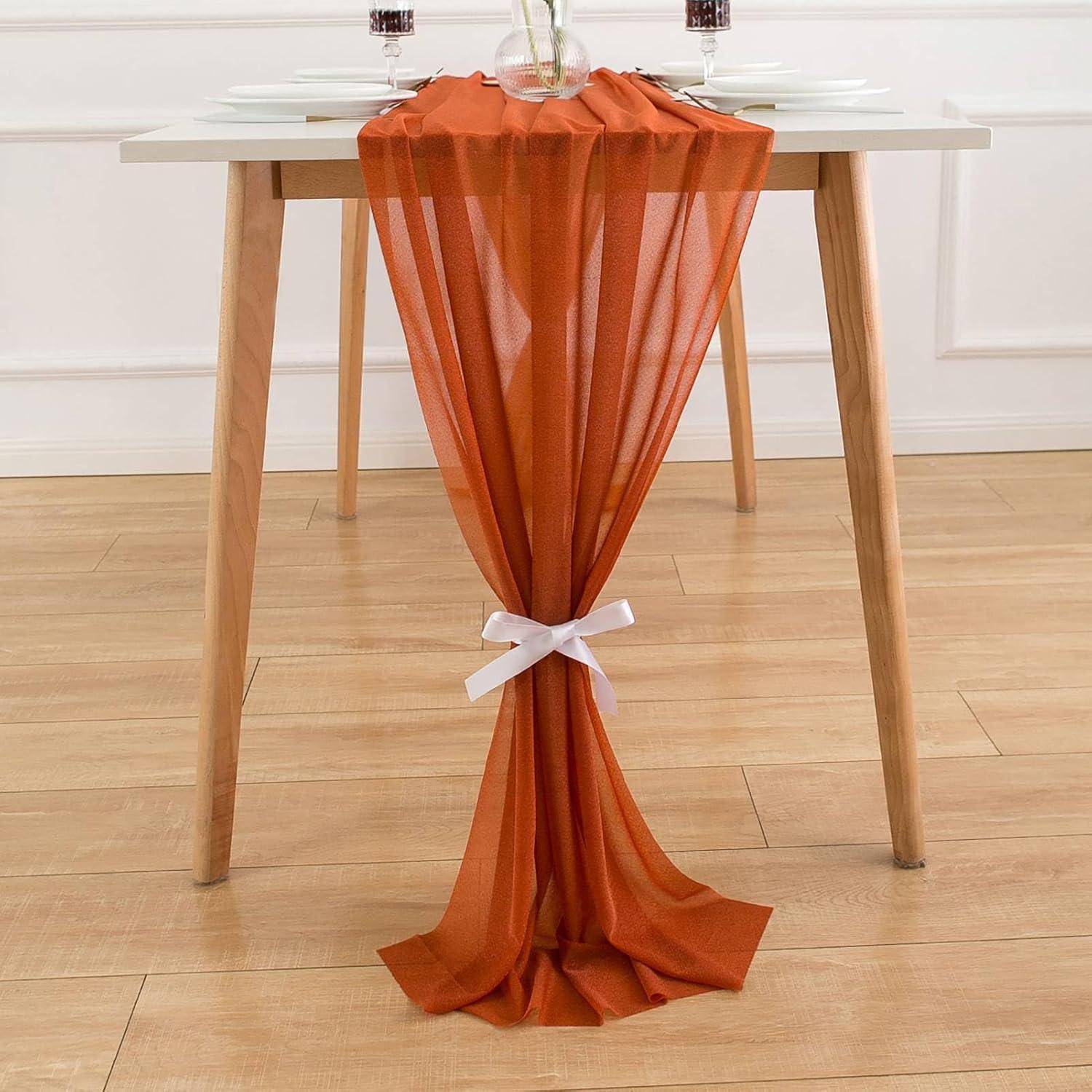Tischläufer Terracotta Chiffon Tüll Stoff Terrakotta 70 x 400 cm