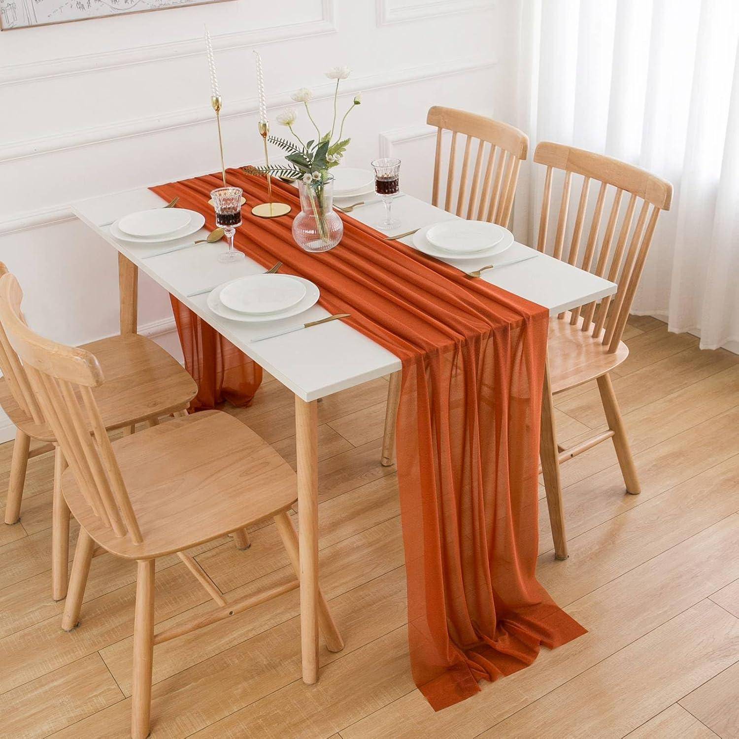Tischläufer Terracotta Chiffon Tüll Stoff Terrakotta 70 x 400 cm